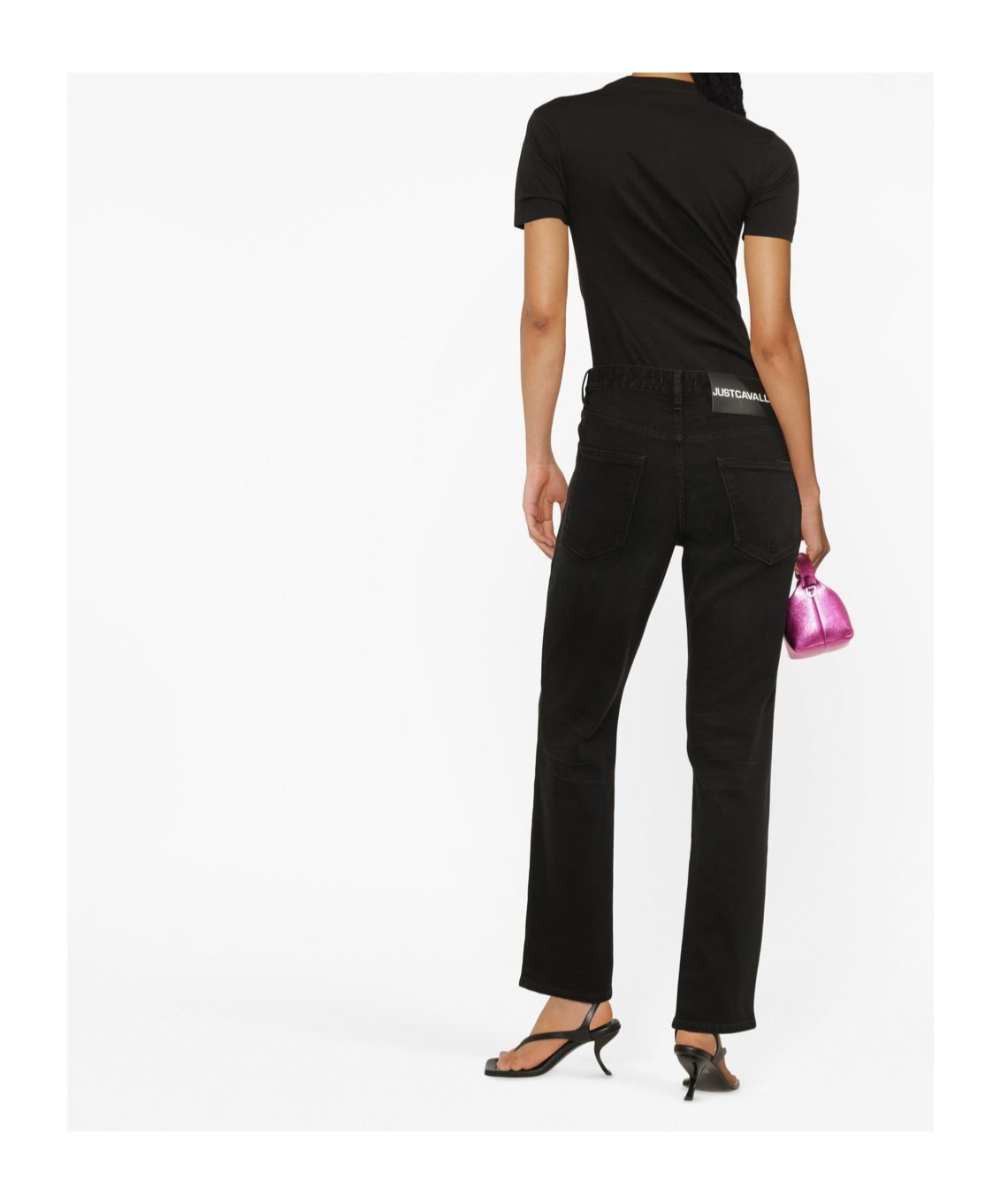 Shop Just Cavalli High-rise Straight-leg Jeans In Black
