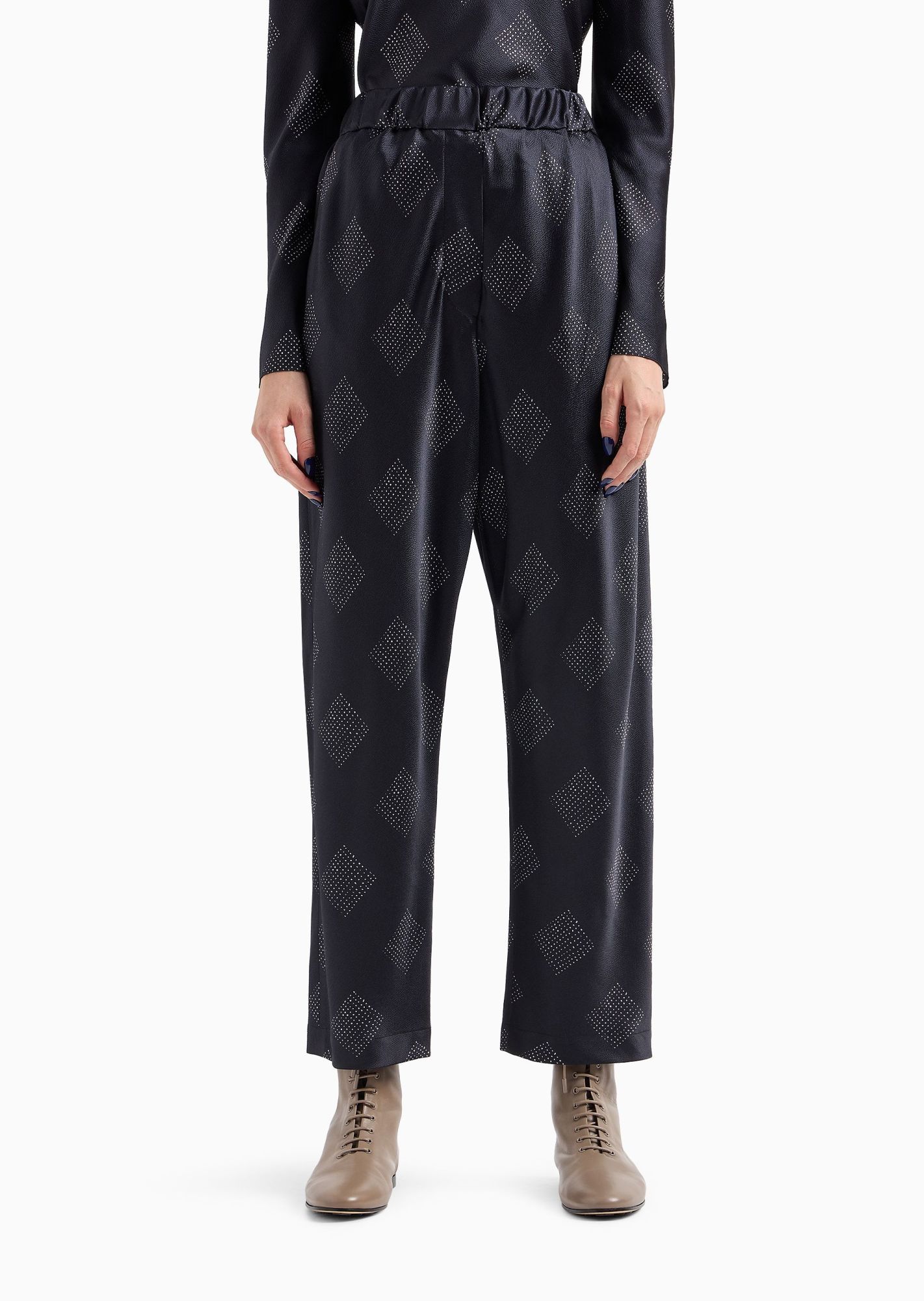 Giorgio Armani Geometrically Printed Crepe Trousers In Pattern