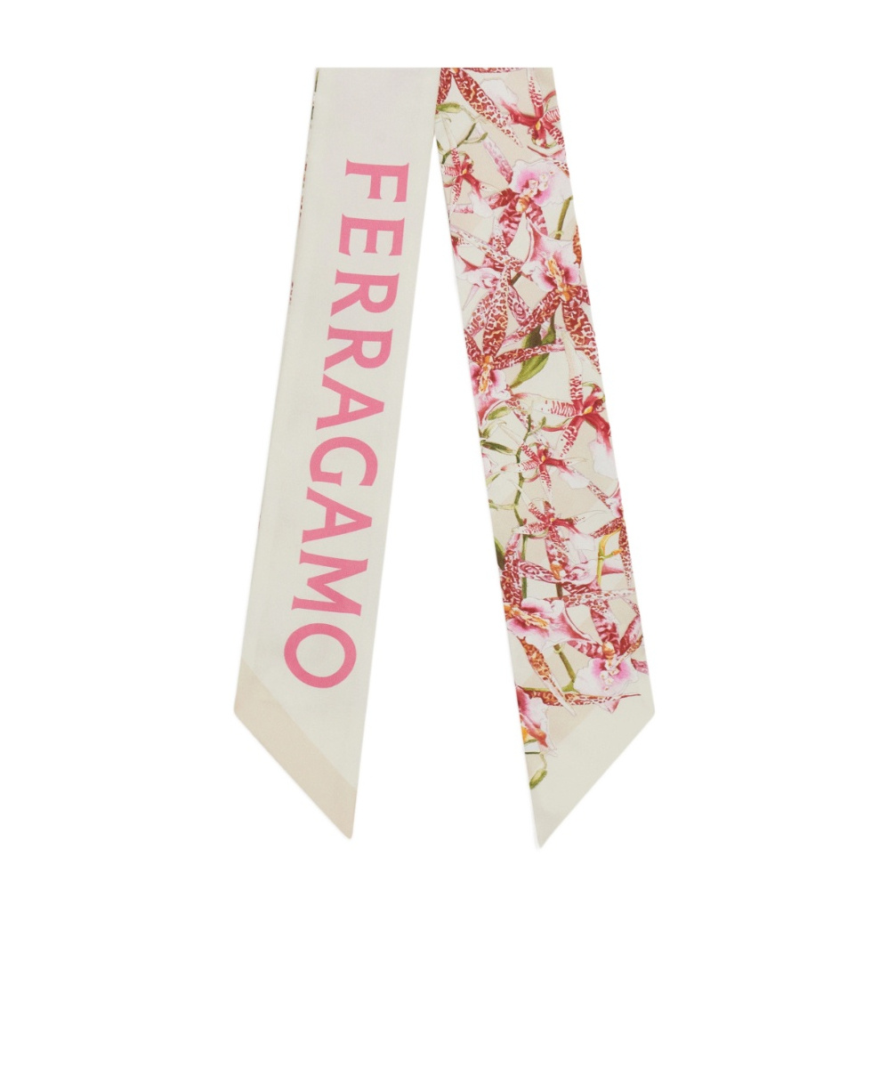 Ferragamo Gaia Print Silk Bandeau In Neutral