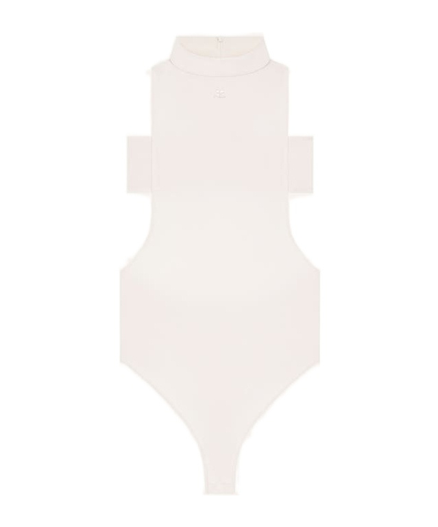 Courrèges Mock-neck Top In Natural Beige