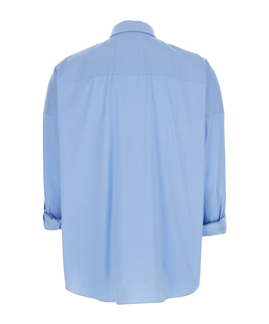 Brunello Cucinelli Oversized Light Blue Shirt With Monile Detail In Cotton Blend Woman In Blue