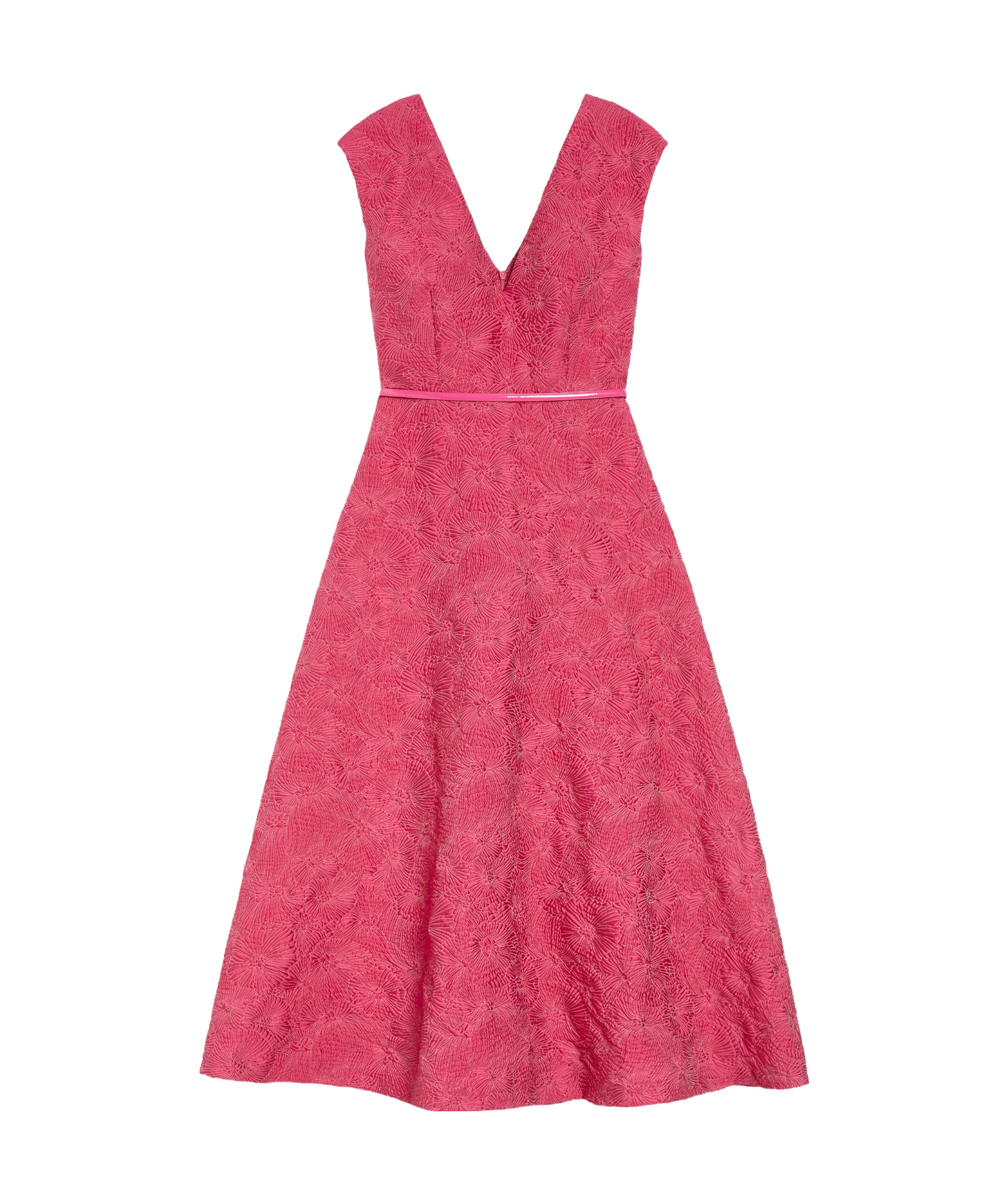 Max Mara A-line Midi Dress With Deep V-neckline In Pink
