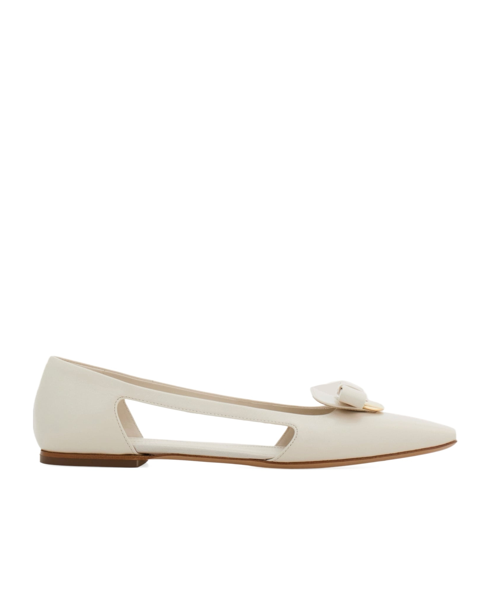 Ferragamo Terea Leather Flat In White