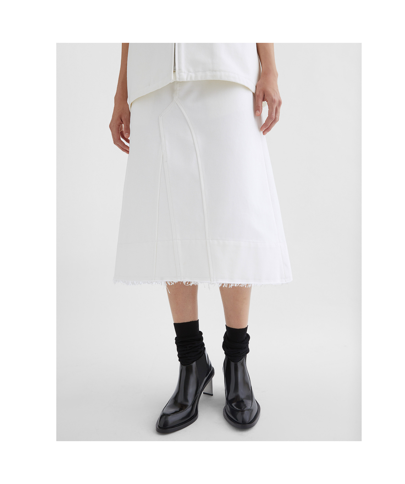 Jil Sander Cotton Denim Skirt In Light White