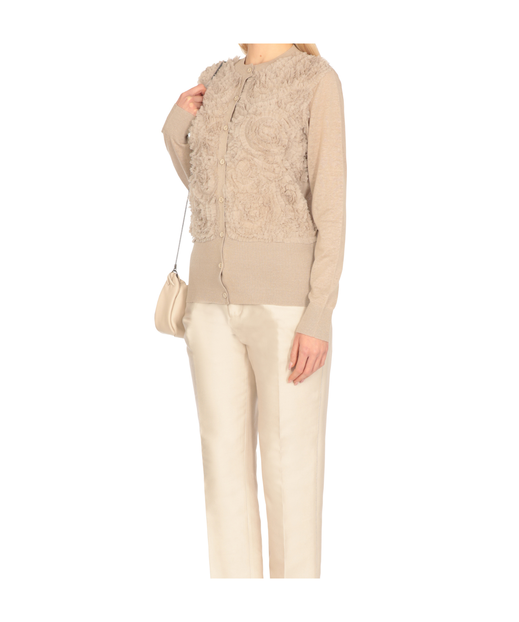 Fabiana Filippi Beige Linen And Cotton Cardigan