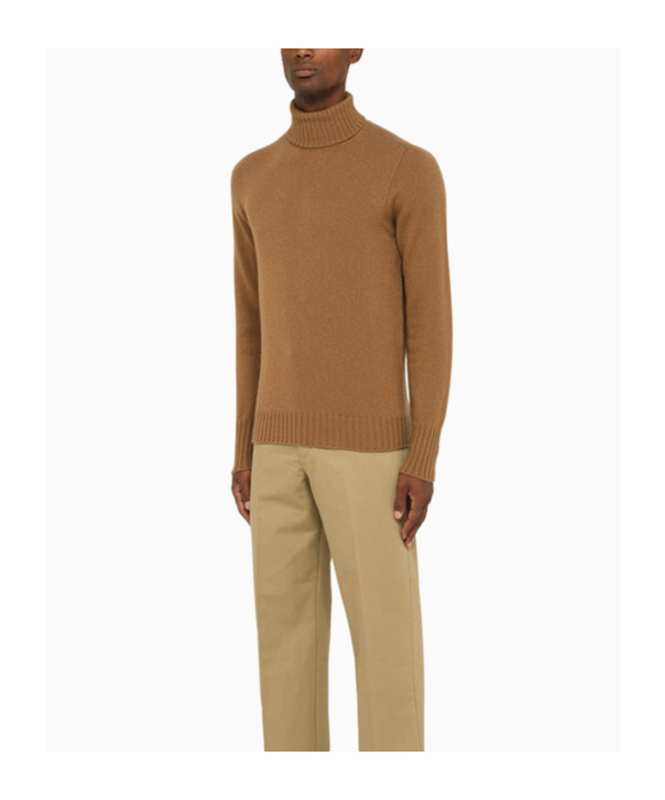 Drumohr Camel-coloured Turtleneck Sweater In Wool In Brown