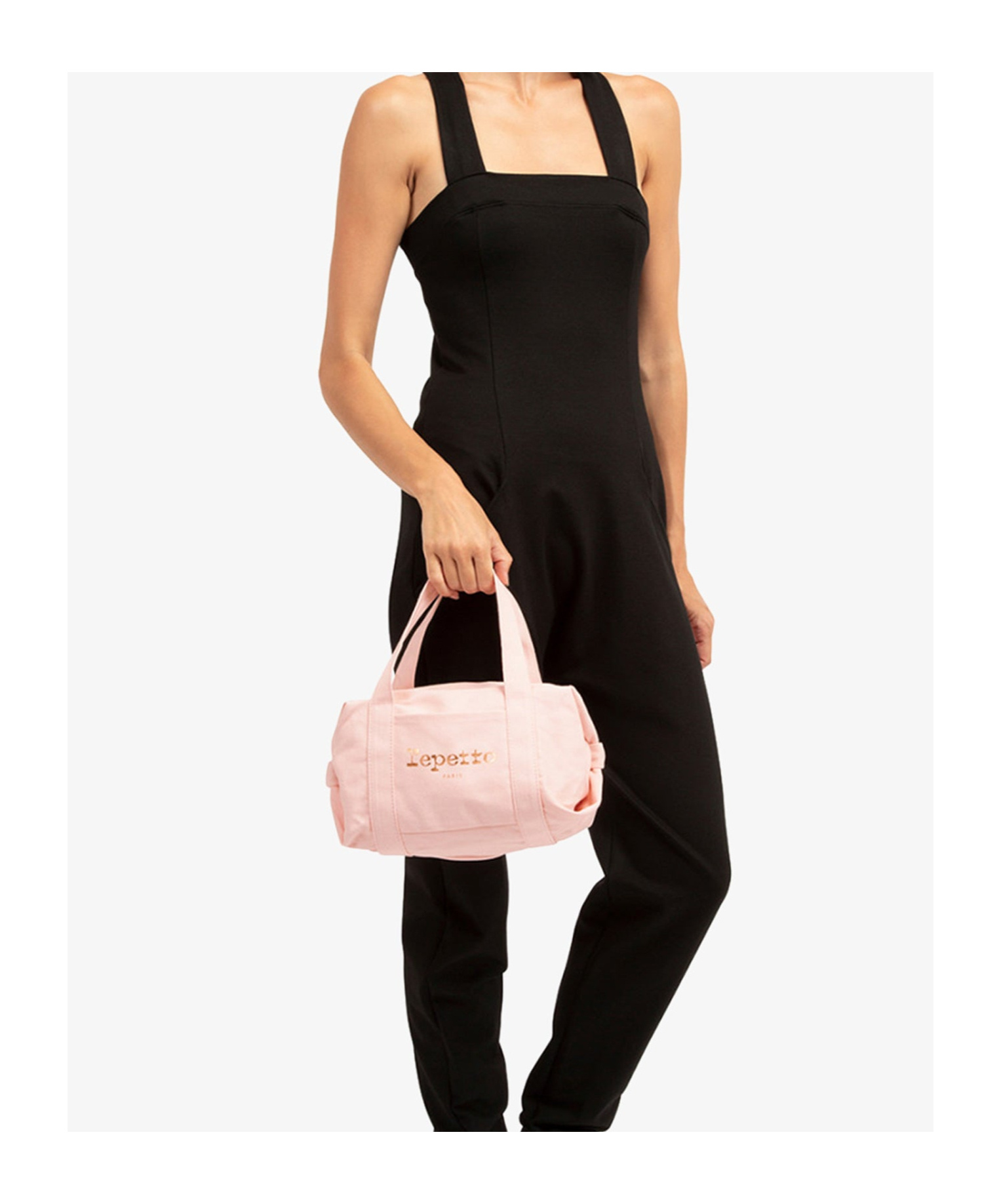 Repetto Small Cotton Duffle Bag With Logo In Pink