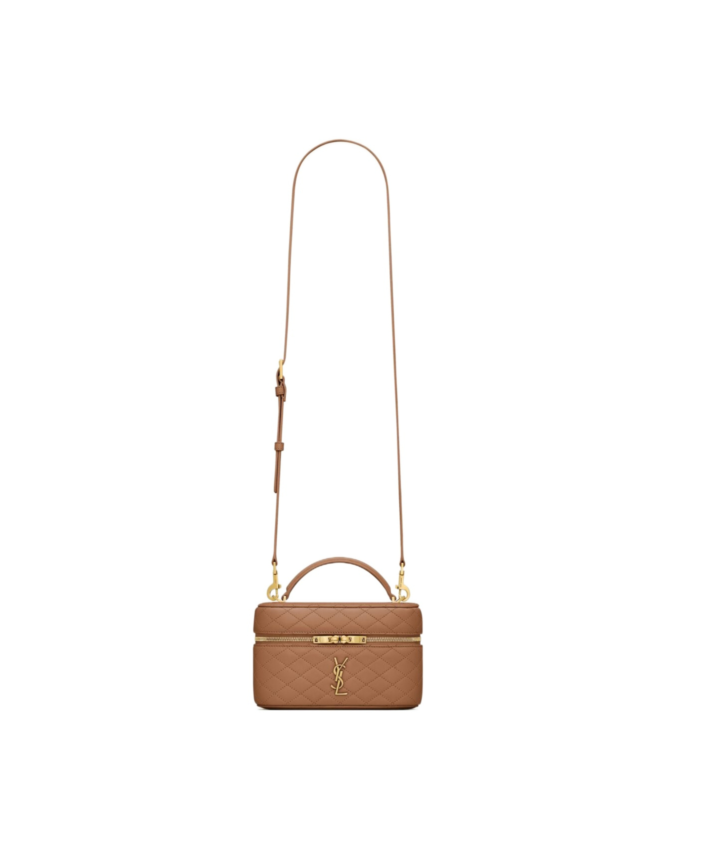 Saint Laurent Gaby Vanity Bag In Lambskin In Brown