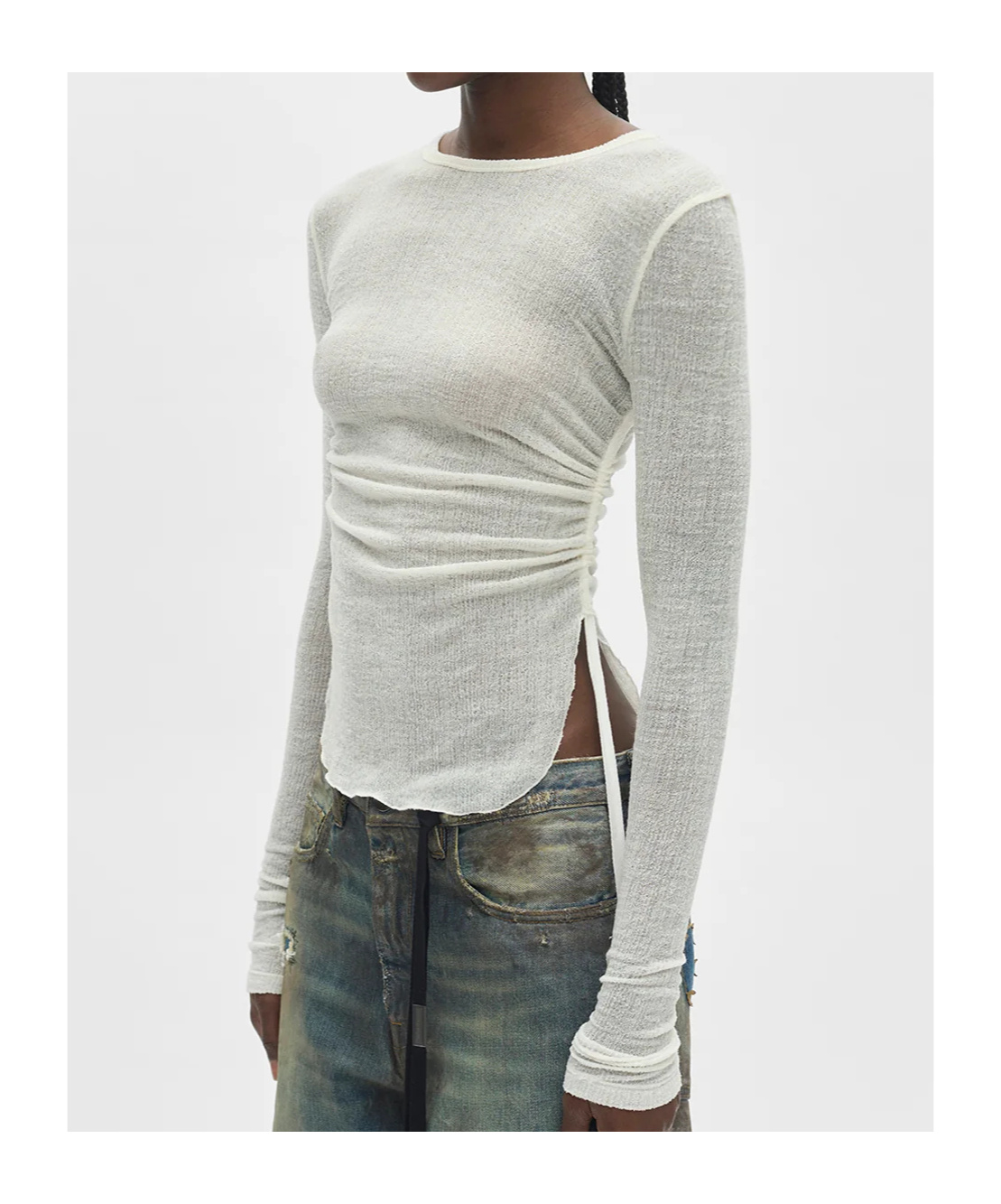 Ann Demeulemeester Oke Long Sleeve Crop Top In White