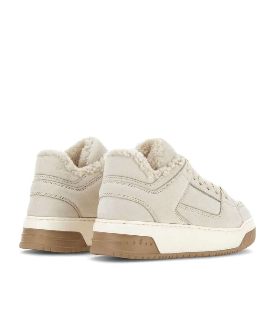 Hogan Round Toe Low-top Rubber Sole Sneakers In White