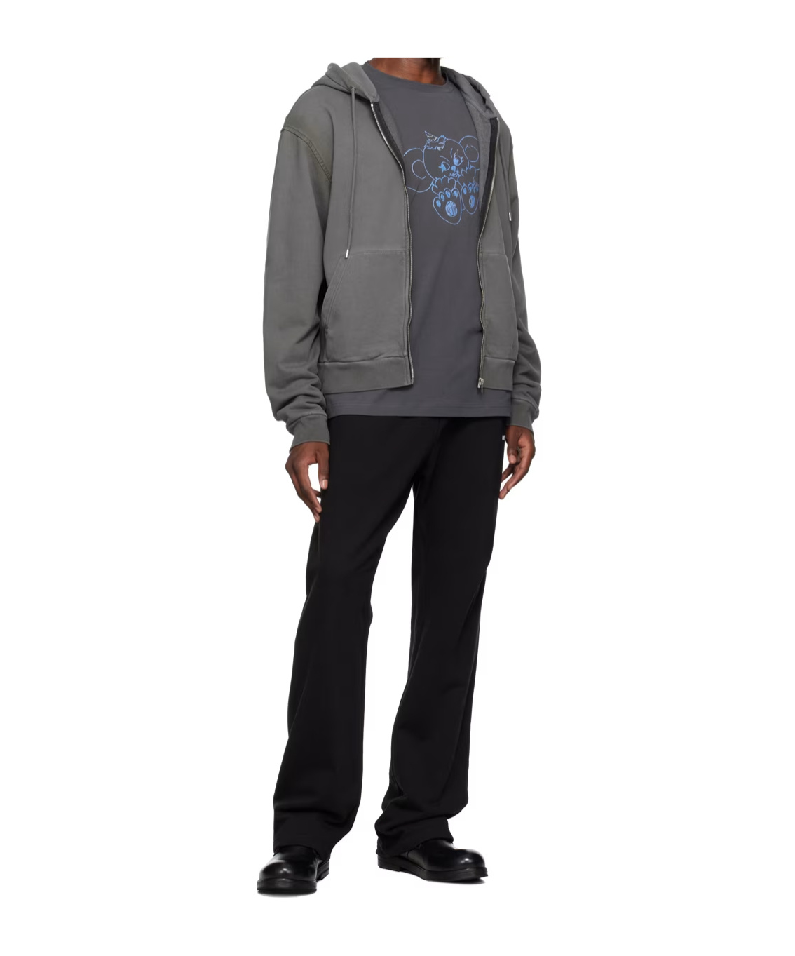 We11 Done Zippered Hooded Sweatshirt In Black
