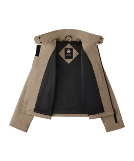 Shop Canada Goose Logo Patch Zip-up Jacket In Nude