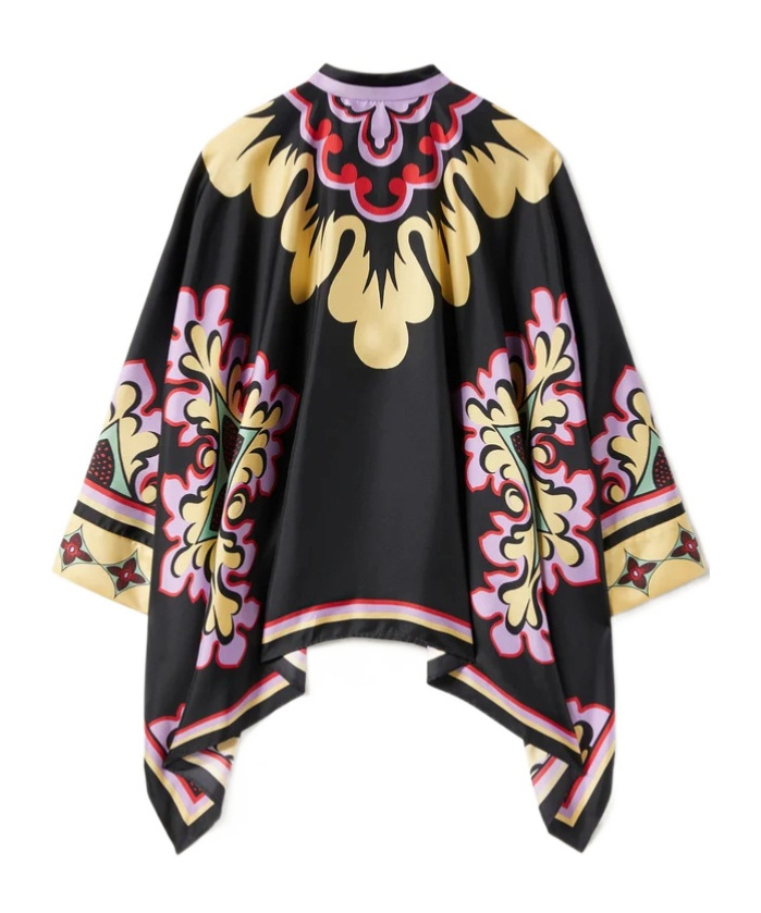 La Doublej Floral Print Cape In Black
