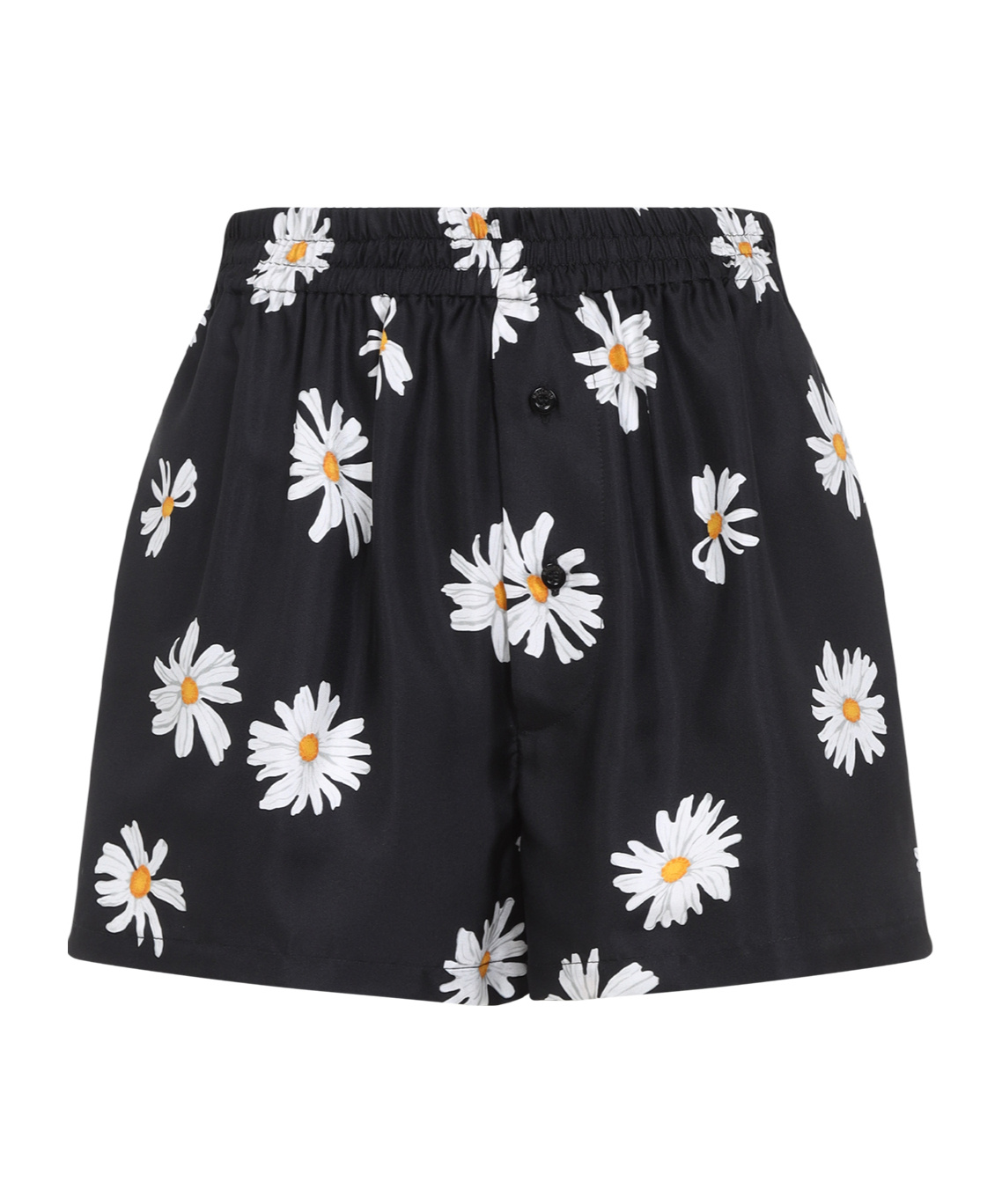 Moschino Relaxed-fit Silk Daisy Print Shorts In Black