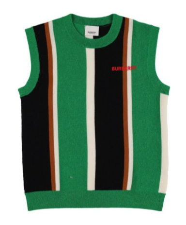 Burberry Striped Wool  Cashmere Knit Vest W/logo