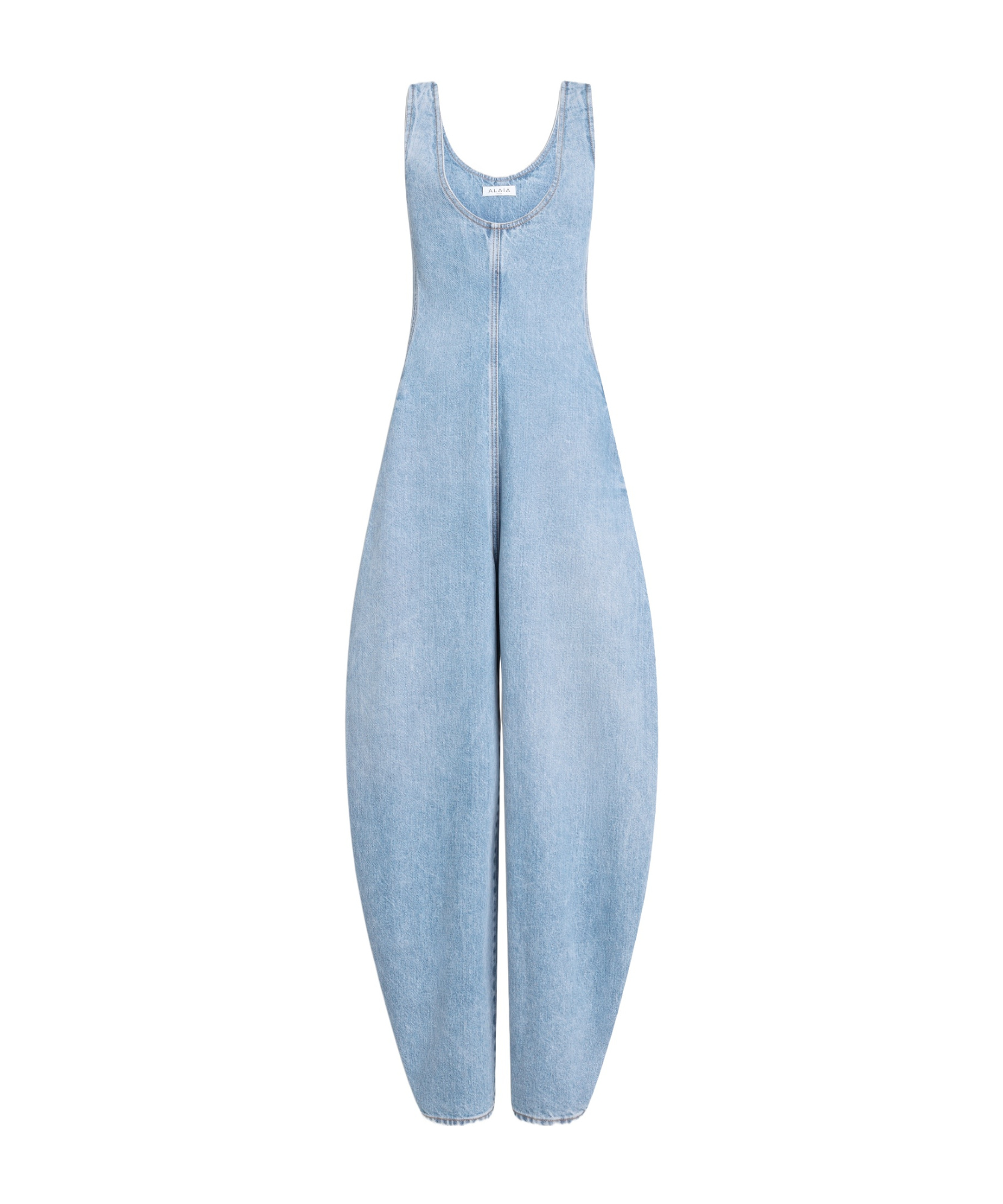 Alaïa Round Denim Jumpsuit In Blue