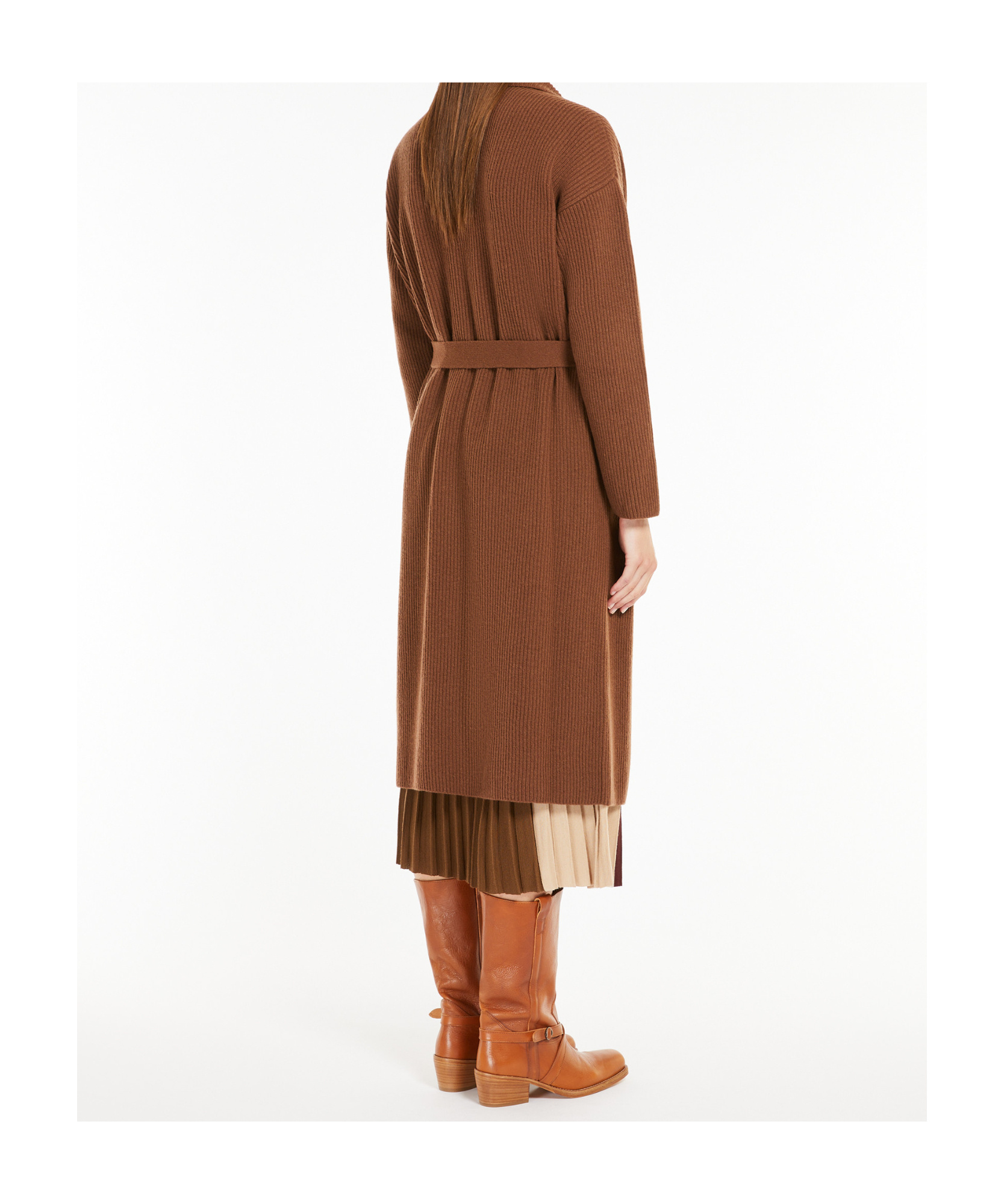 Weekend Max Mara Long-sleeved Wool Cardigan In Brown