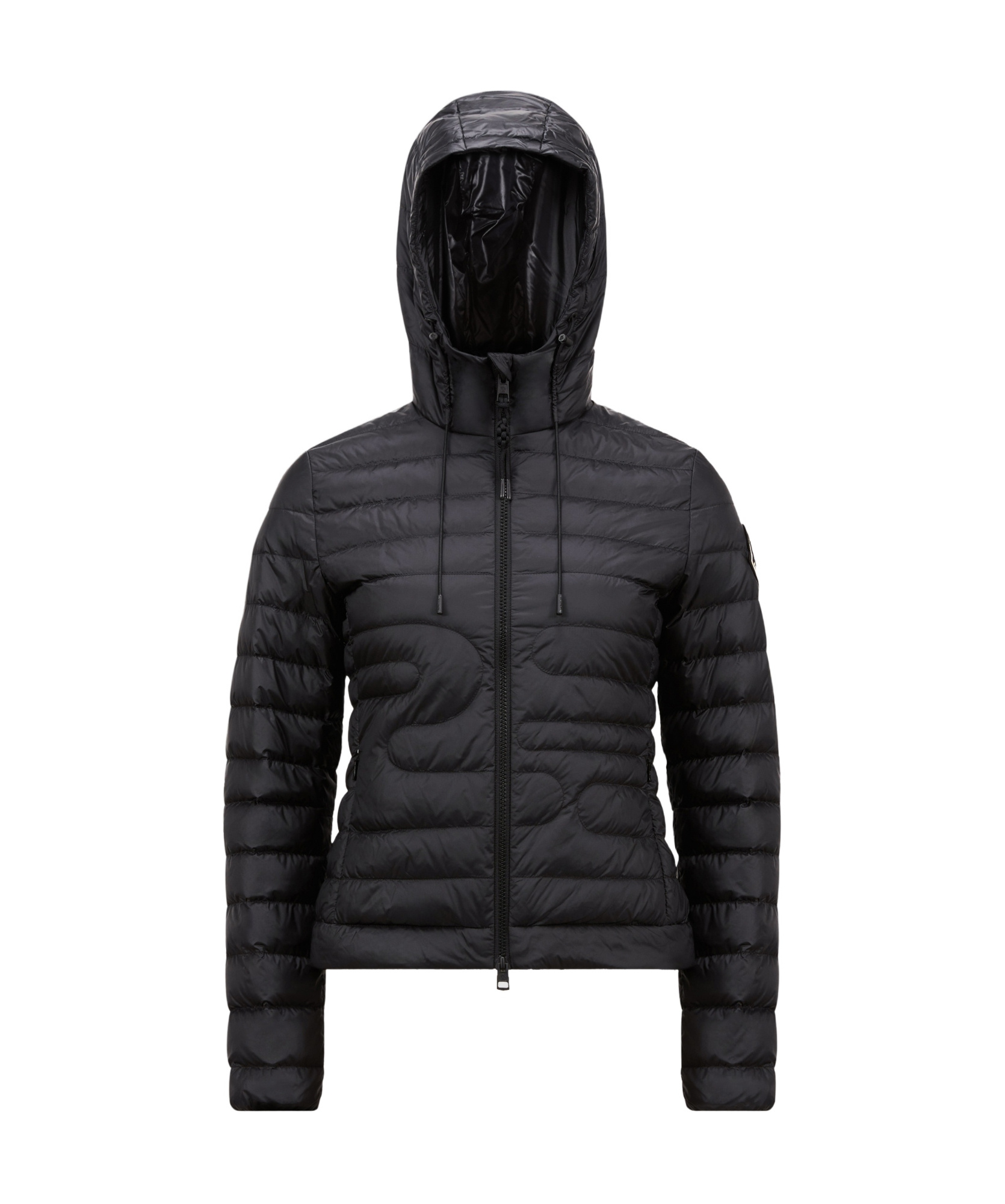 Moncler Xiaobai Hooded Snake Quilted Short Down Jacket In Black