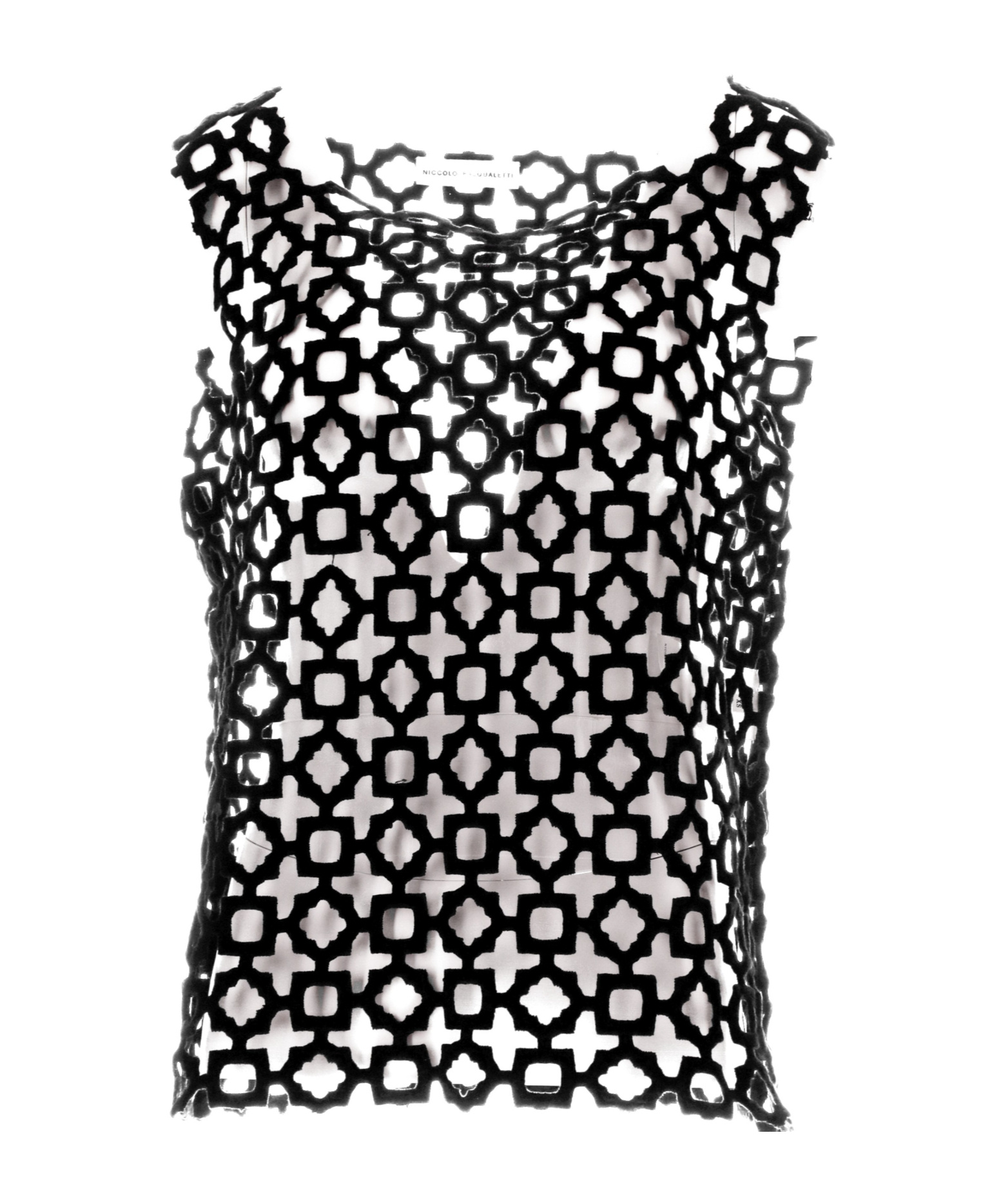 Shop Niccolò Pasqualetti Carta Tank Geometric Lace Embroidered Blouse