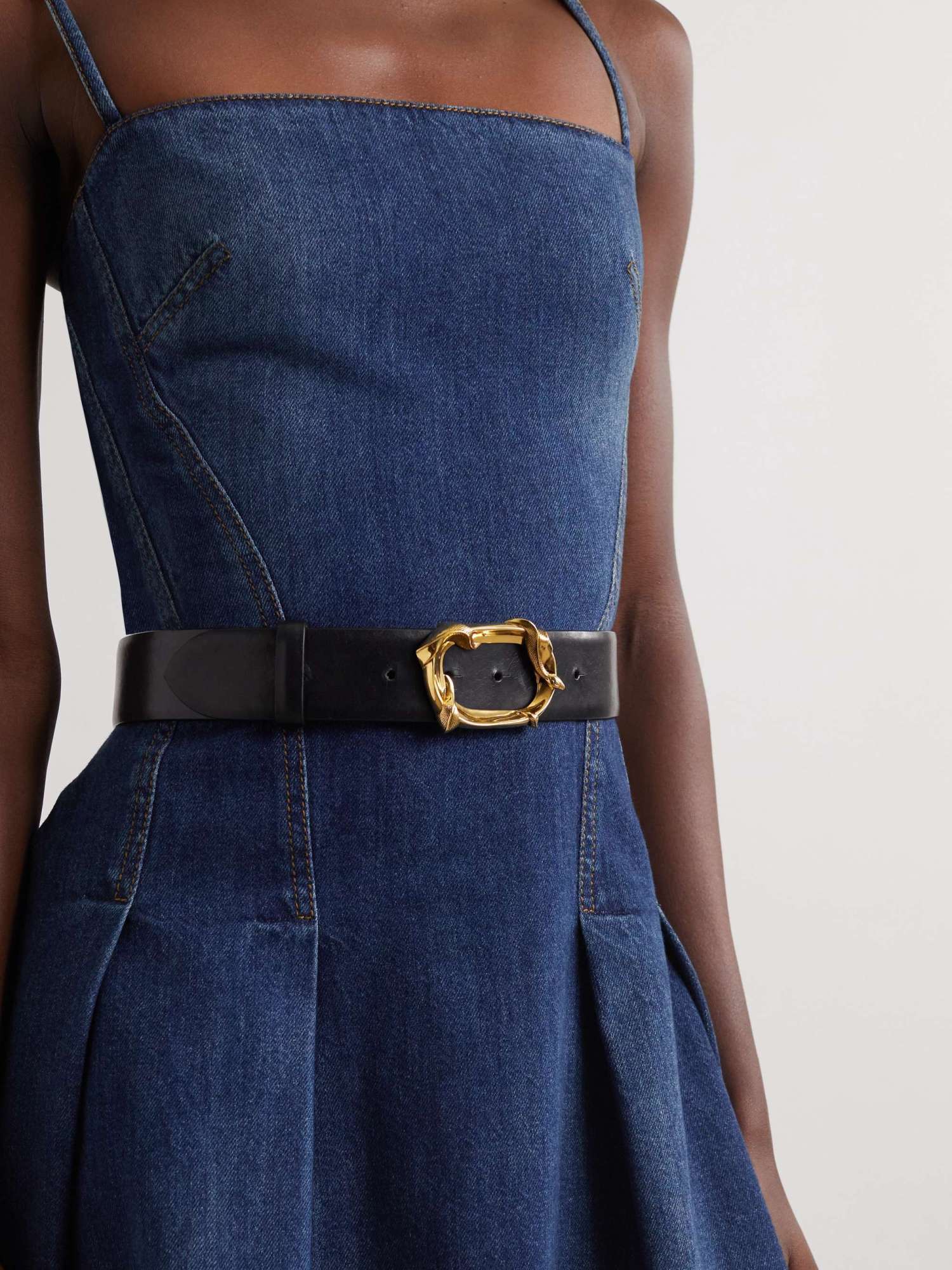 Alexander Mcqueen Black Wrapped Snake Buckle Belt In Black