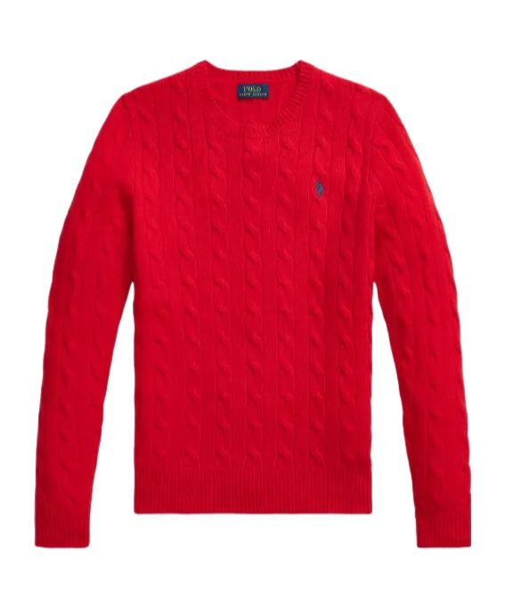 Polo Ralph Lauren Cable-knit Crewneck Sweater In Red