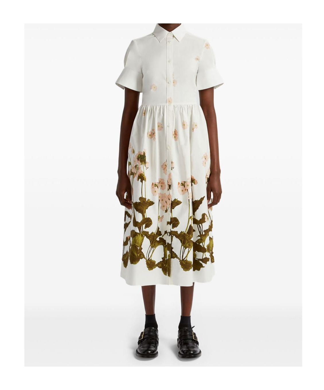 Shop Erdem Short Sleeve Dress In White
