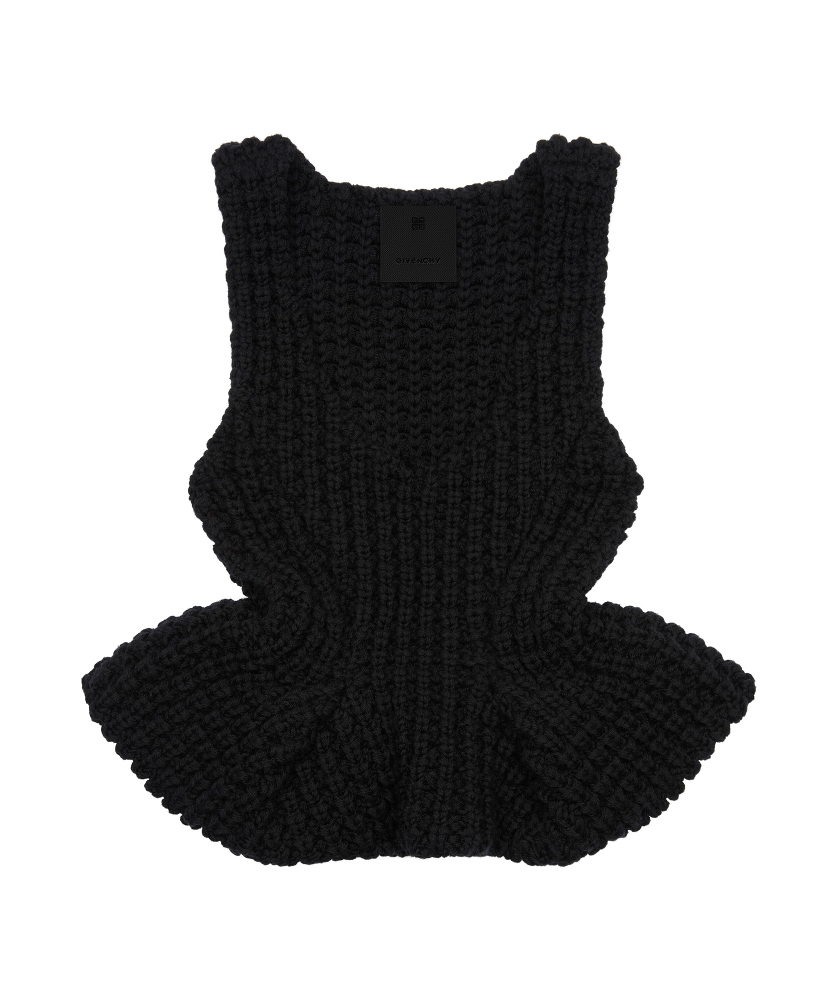 Givenchy Slim Fit Peplum Top In Waffle Wool In Black