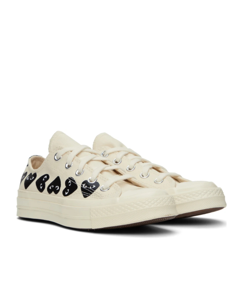 Comme Des Garçons Play X Converse Logo Low-cut Casual Shoes In White
