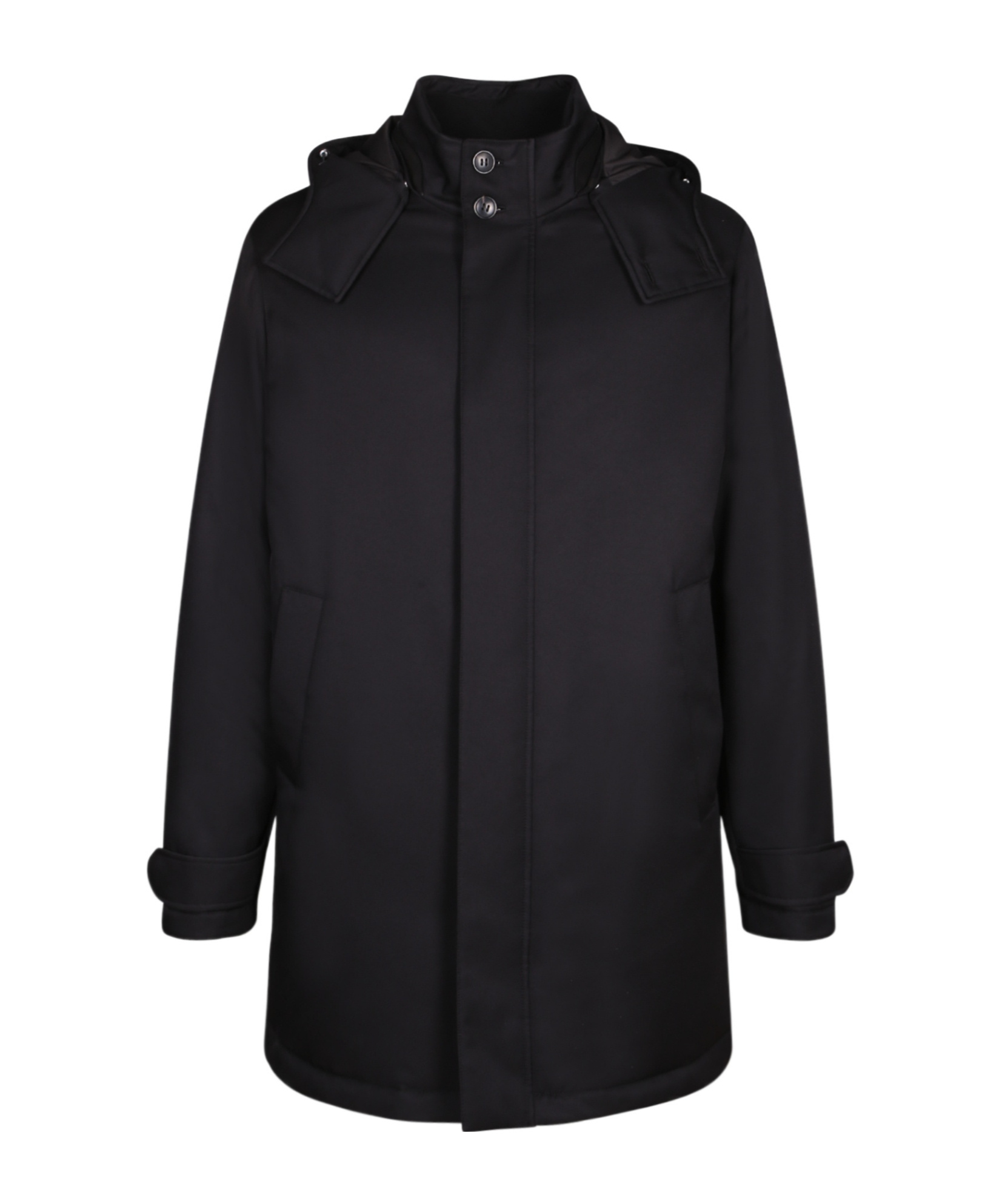 Zegna Versatile Coat With Adjustable Features And Pockets In Black