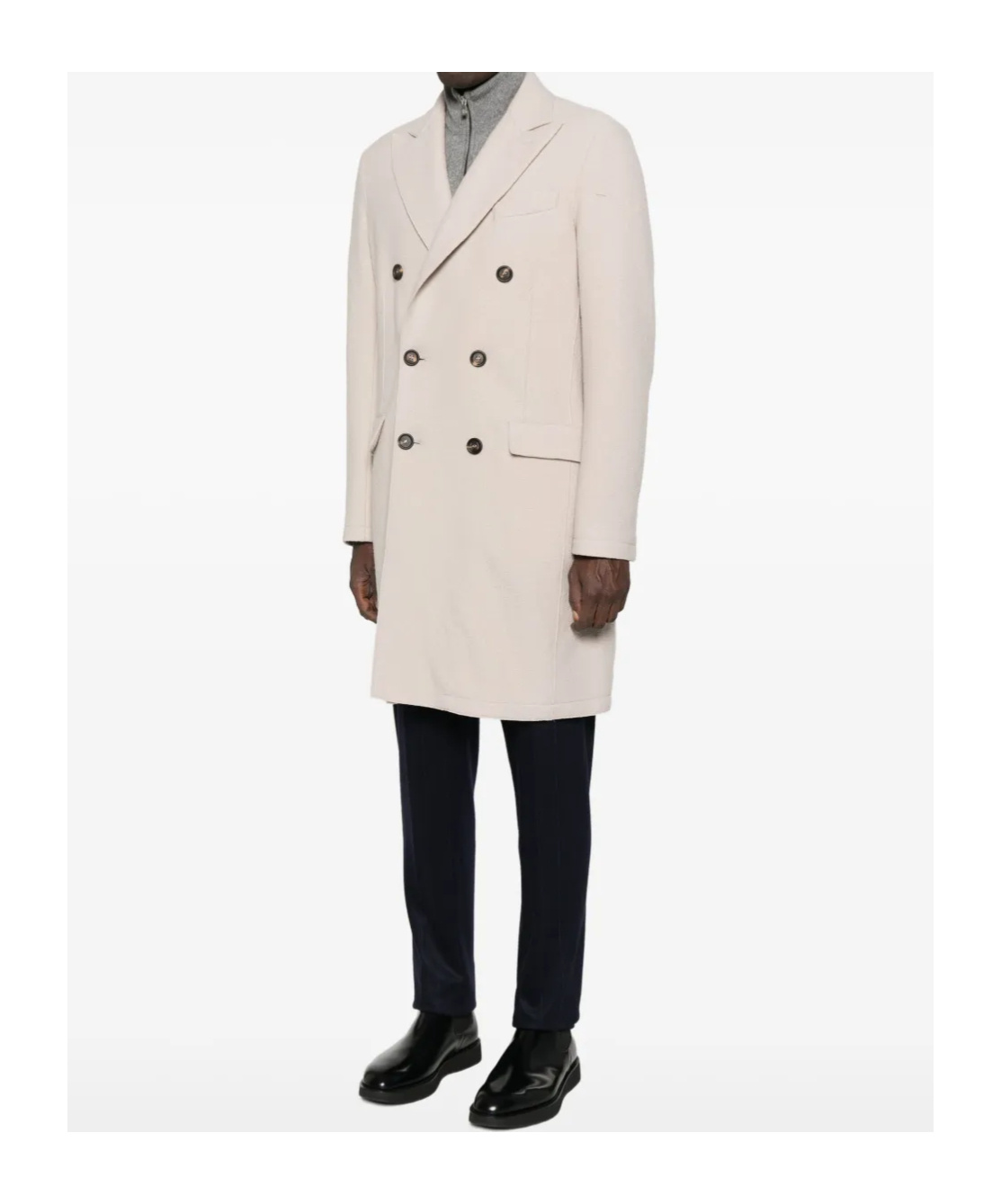Eleventy Double-breasted Long-sleeve Coat In Neutral