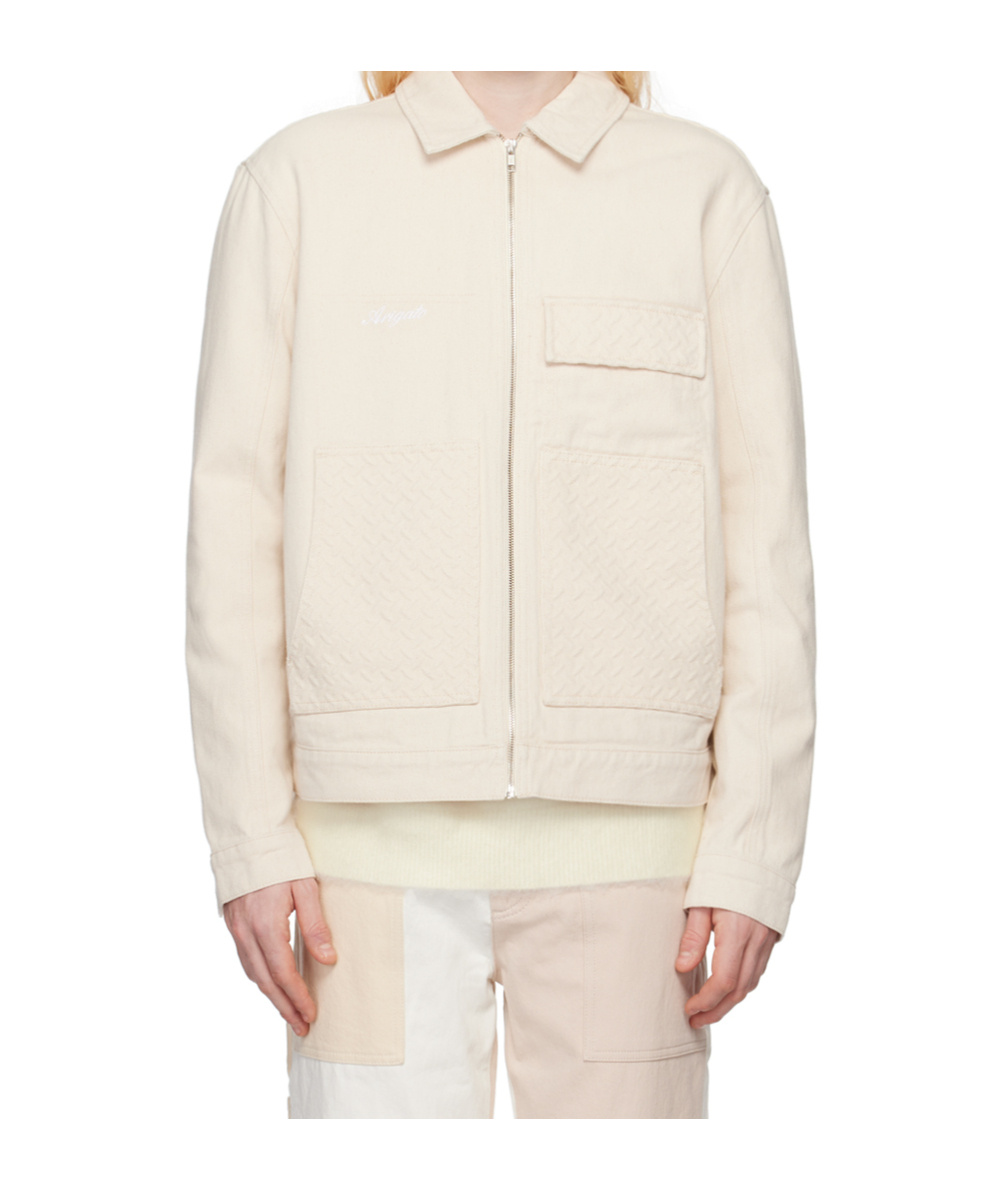 Shop Axel Arigato Long Sleeve Denim Jacket In Nude