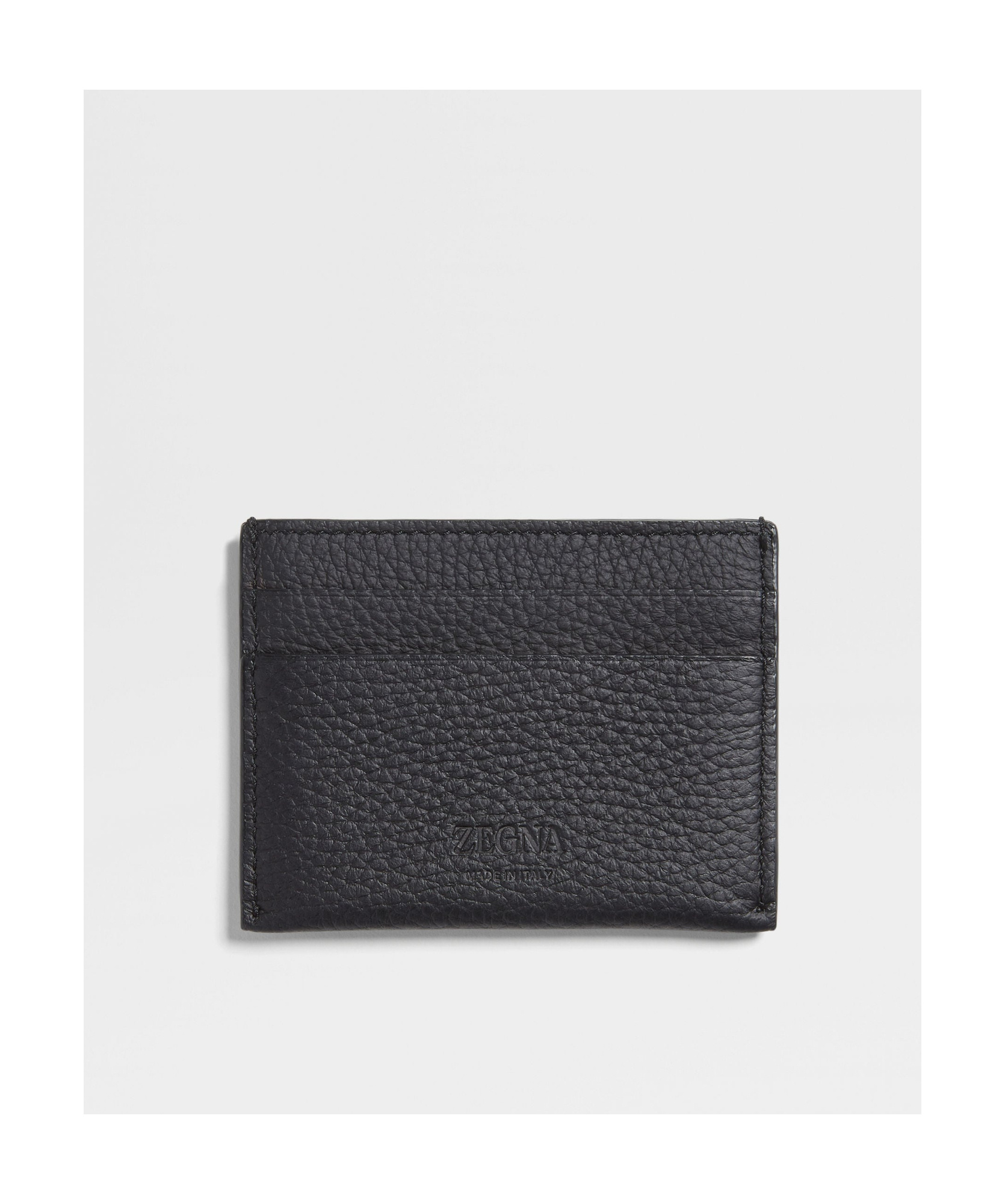 Zegna Logo Plaque Simple Card Case In Black