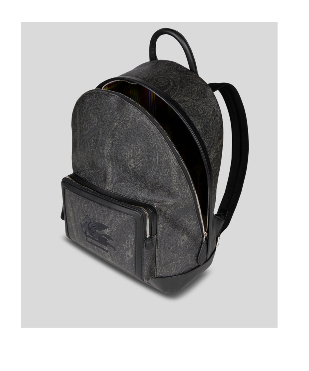 Etro Pegaso Motif Paisley Jacquard Backpack In Black
