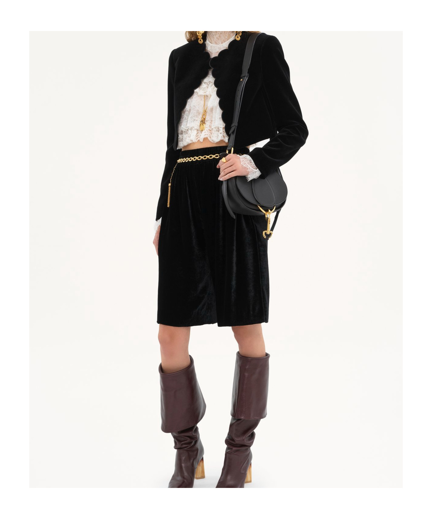 Chloé Ride Flap Shoulder Bag In Smooth Calfskin In Black