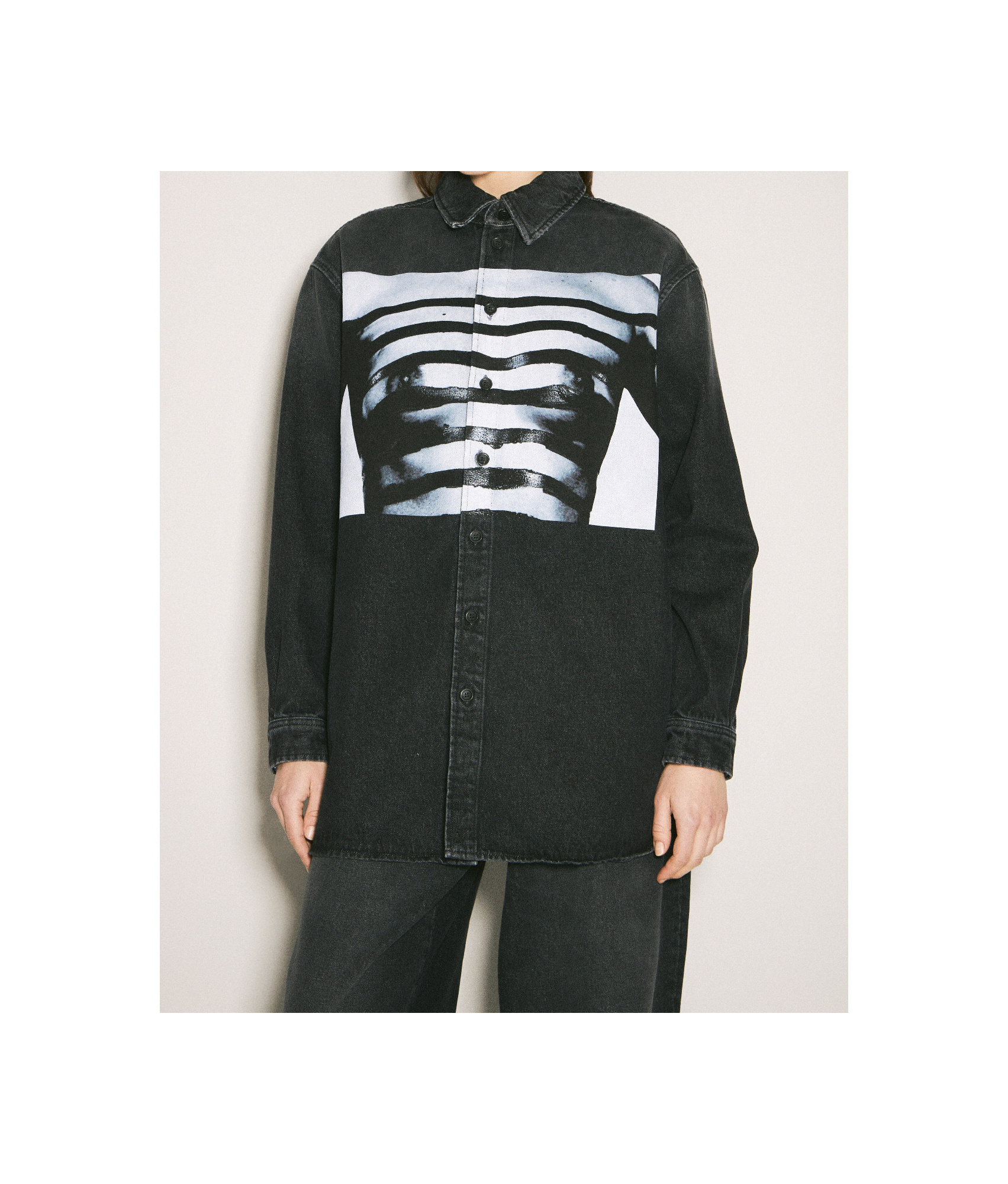 Jean Paul Gaultier Body Mariniere-print Shirt In Black