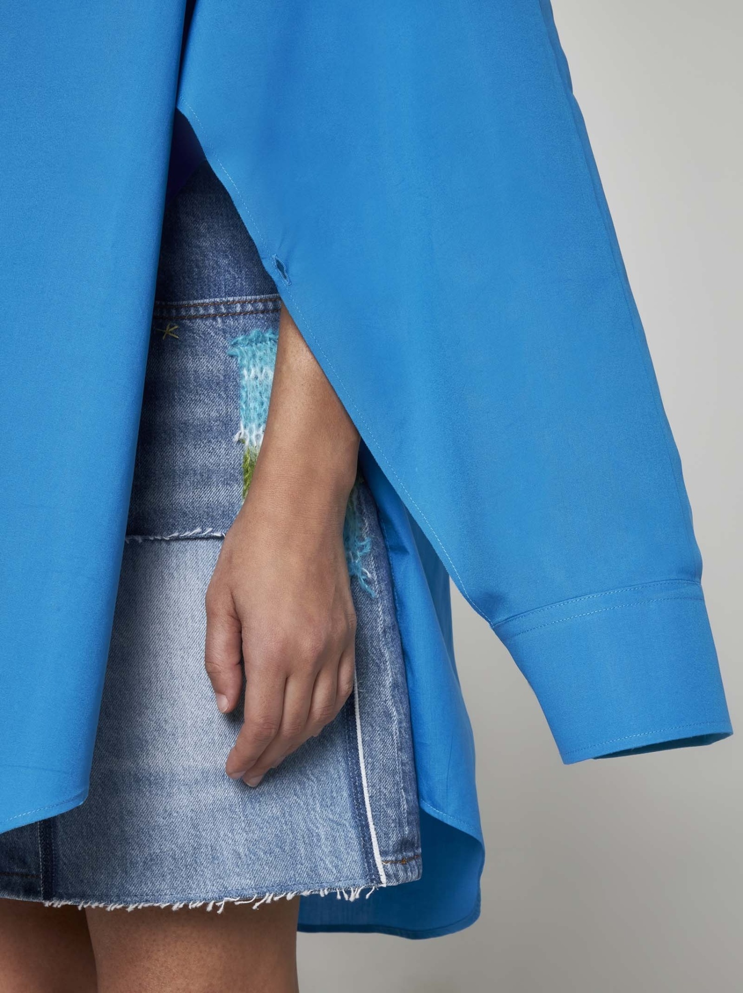 Marni Open-sides Organic Cotton Shirt In Blue