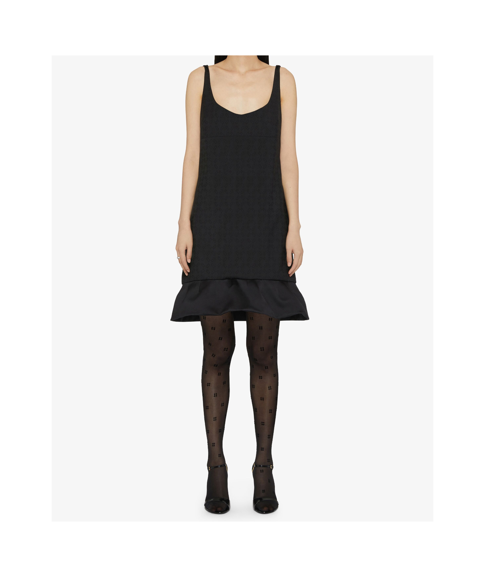 Givenchy Dress In Monogram 72 Jacquard With Twisted Straps In Black