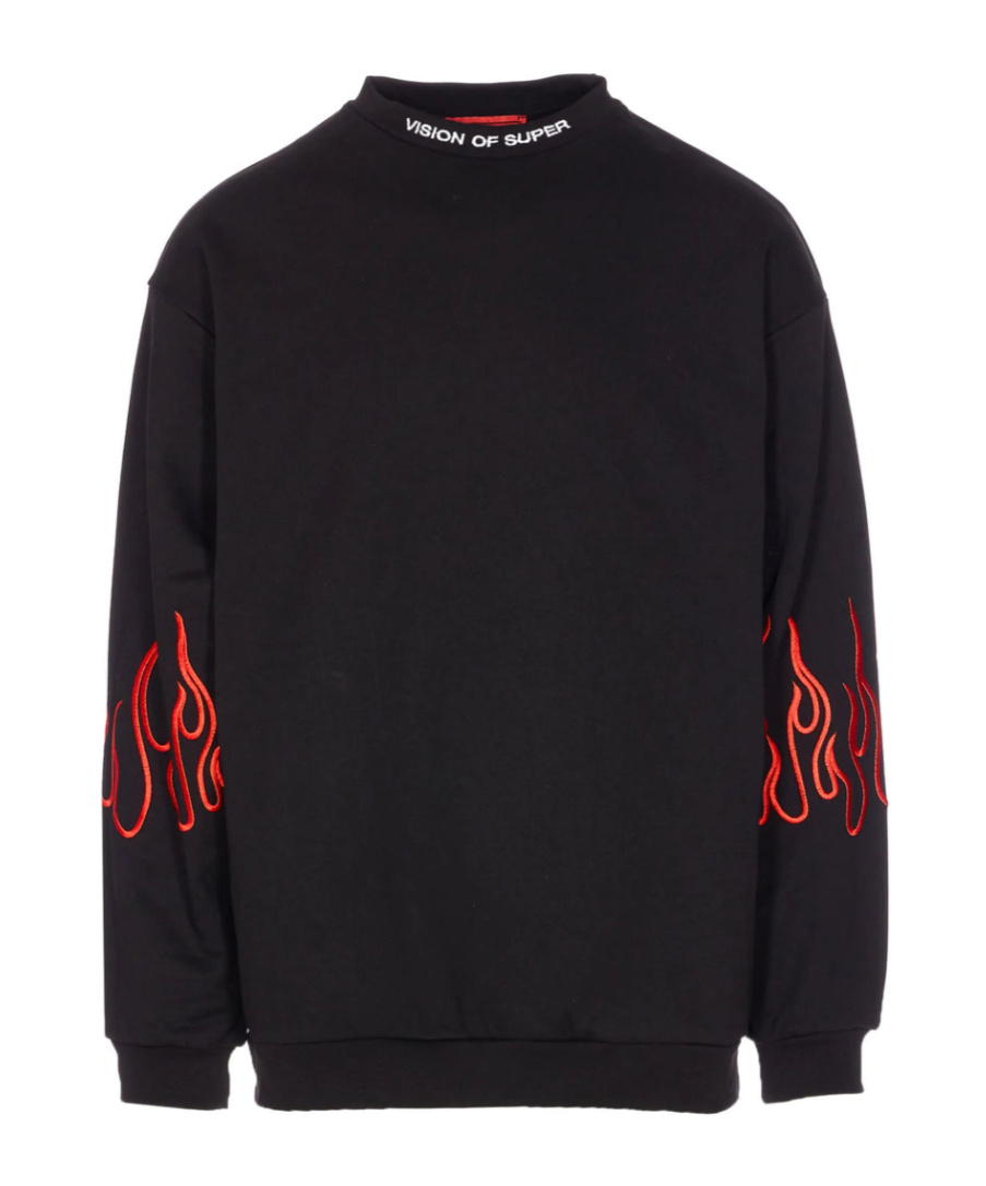 Vision Of Super Flame-embroidered Sweatshirt In Black