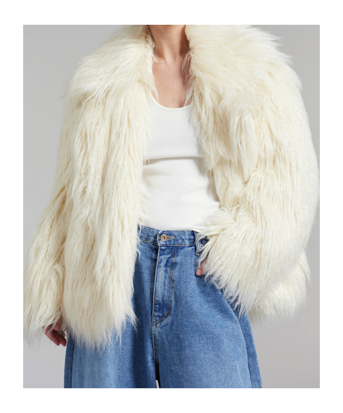 Shop The Frankie Shop Liza Short Faux Fur Coat - Off White