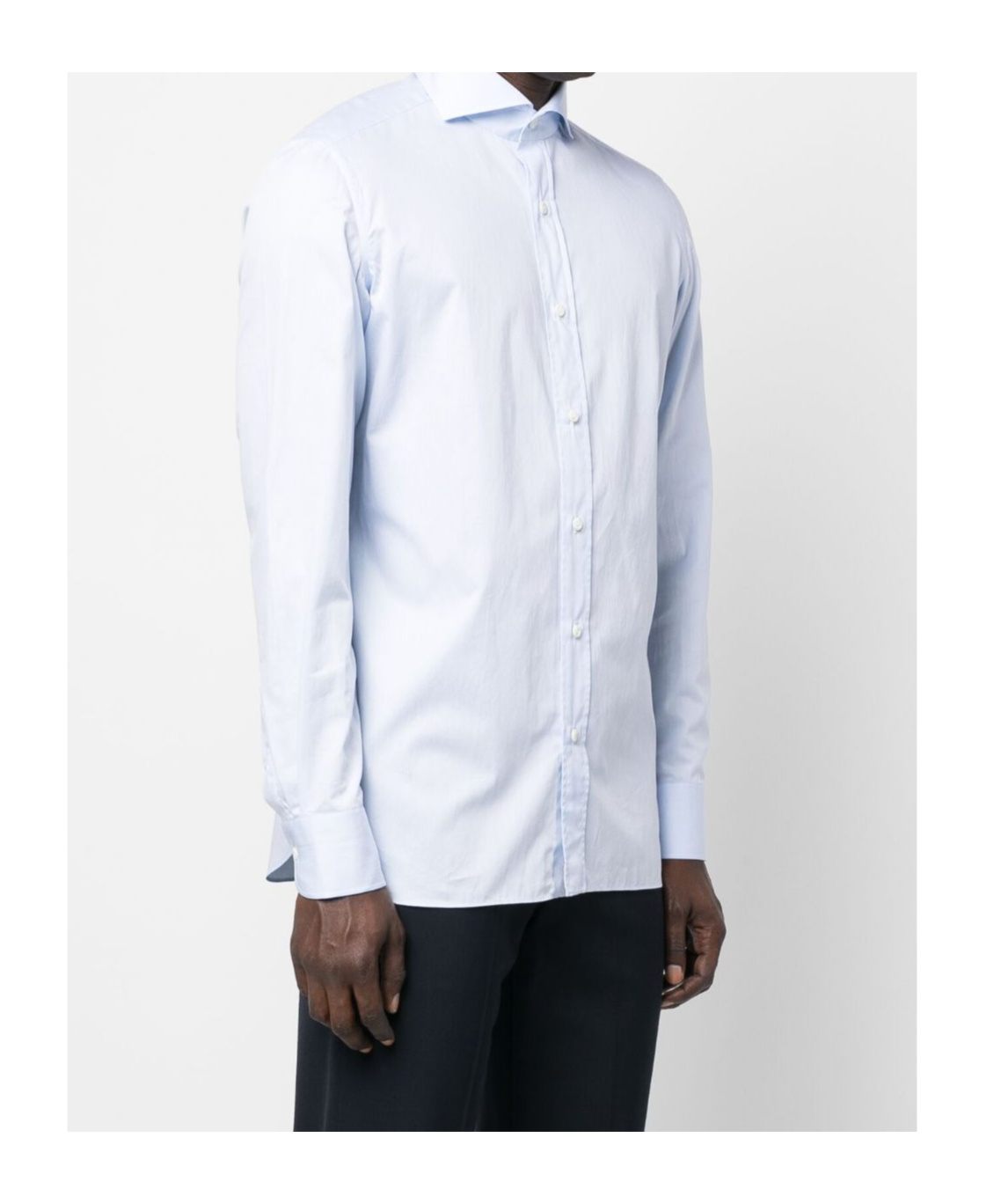 Borrelli Tailored White Cotton Shirt With Classic Collar And Structured Cuffs In White