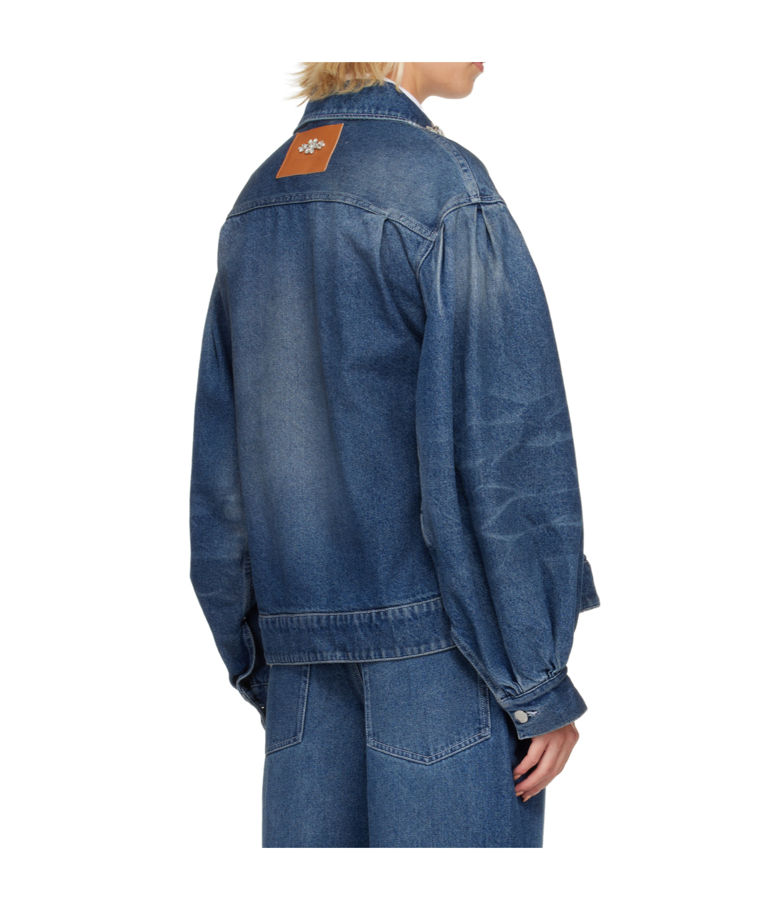 Simone Rocha Blue Turbo Embellished Sculpted Belt Detail Denim Jacket