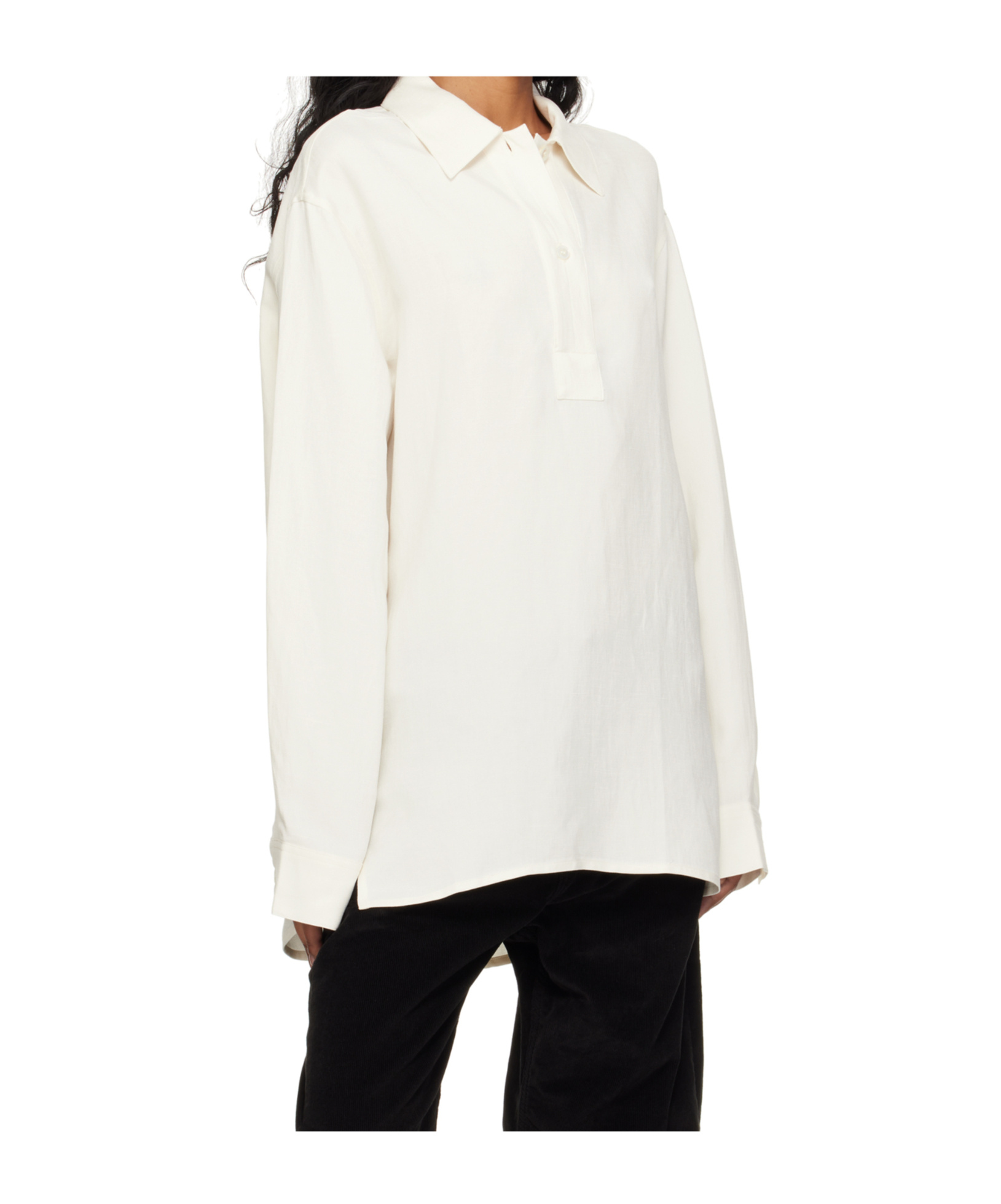 Studio Nicholson Long Sleeve Shirt In White