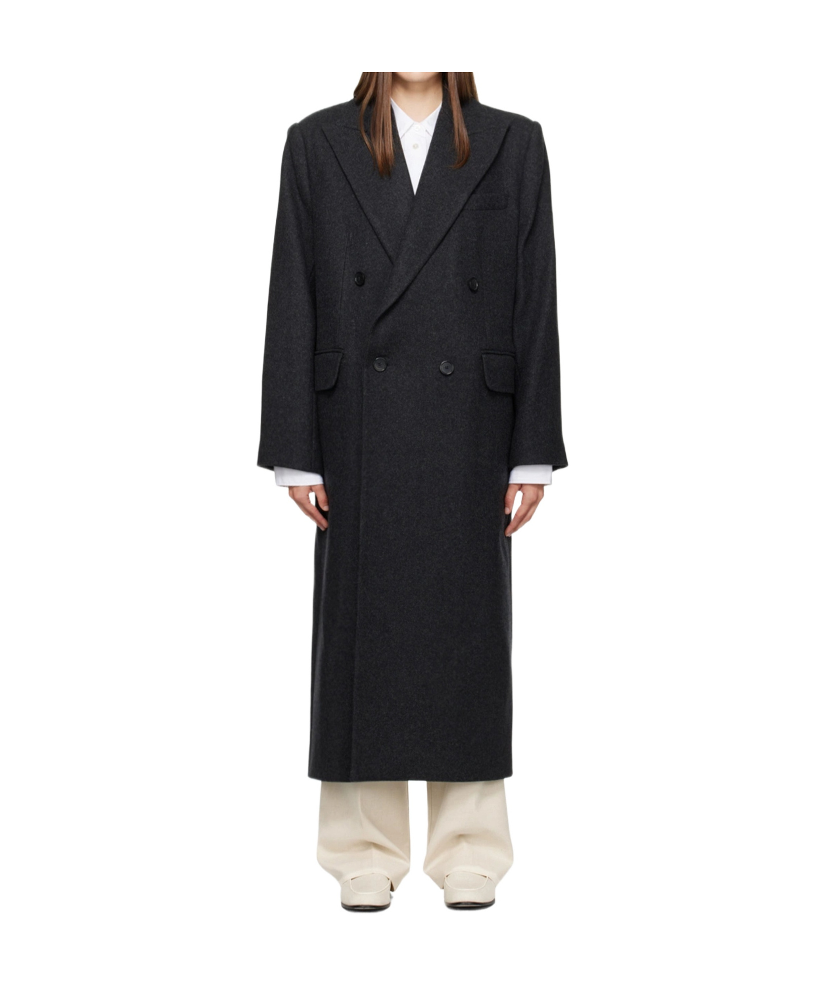 Filippa K Long-sleeved Double-breasted Coat In Black