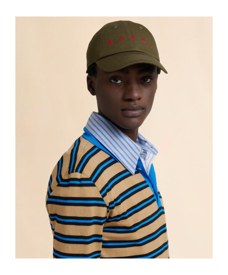 Marni Logo-embroidered Cap In Green