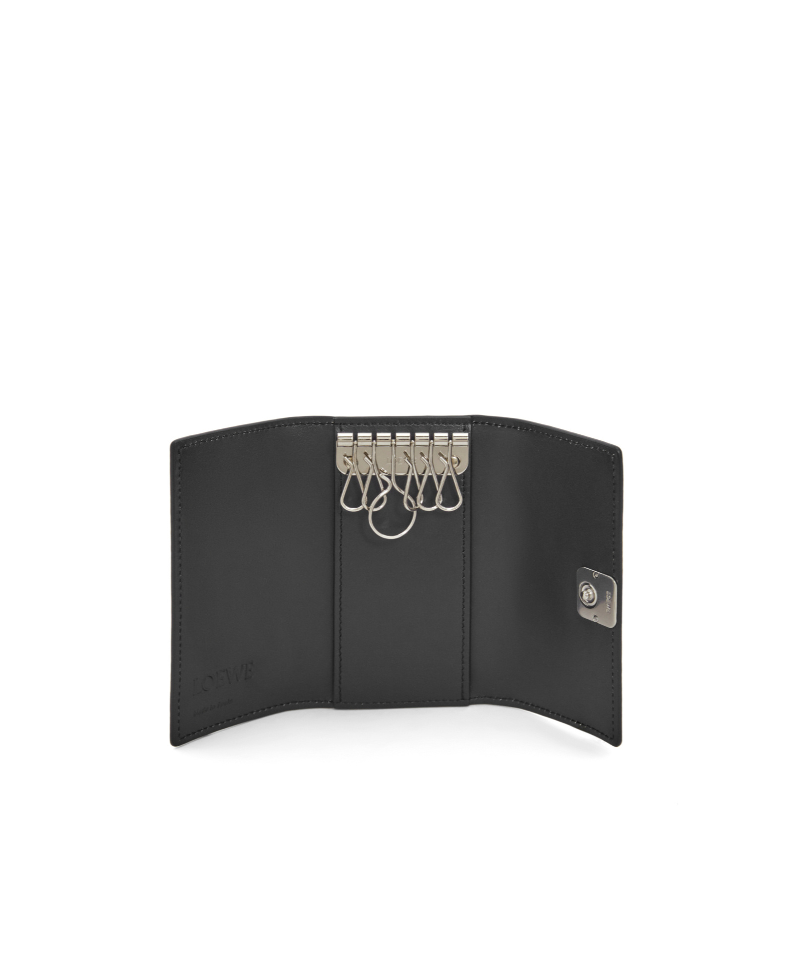 Loewe Anagram Key Case In Pebble Grained Calfskin In Black