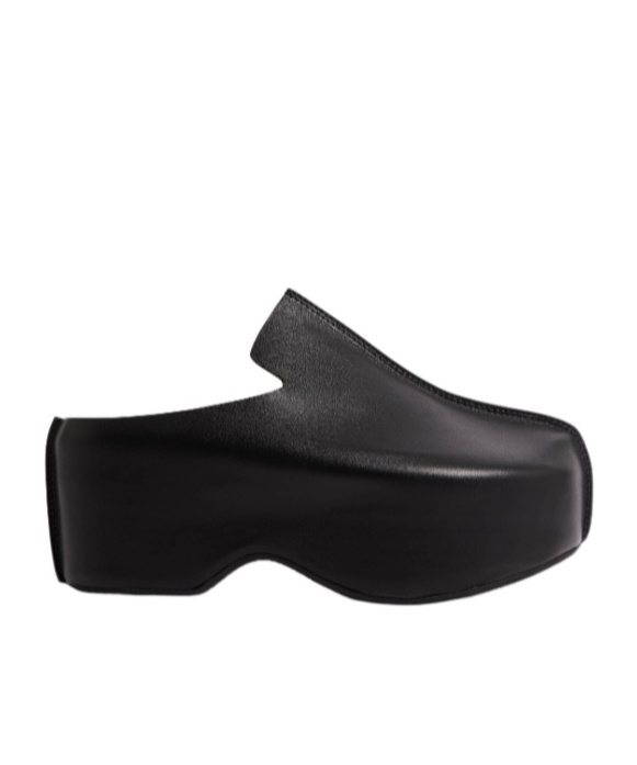 Jw Anderson Platform Clog - Heeled Leather Mules In Black