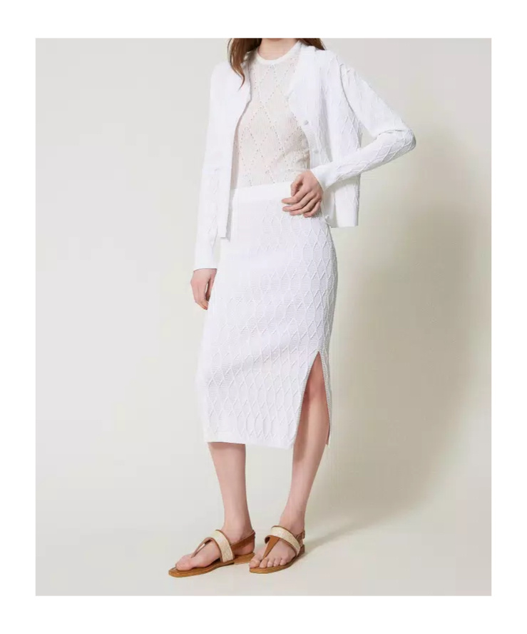 Twinset Lozenge Skirt In White