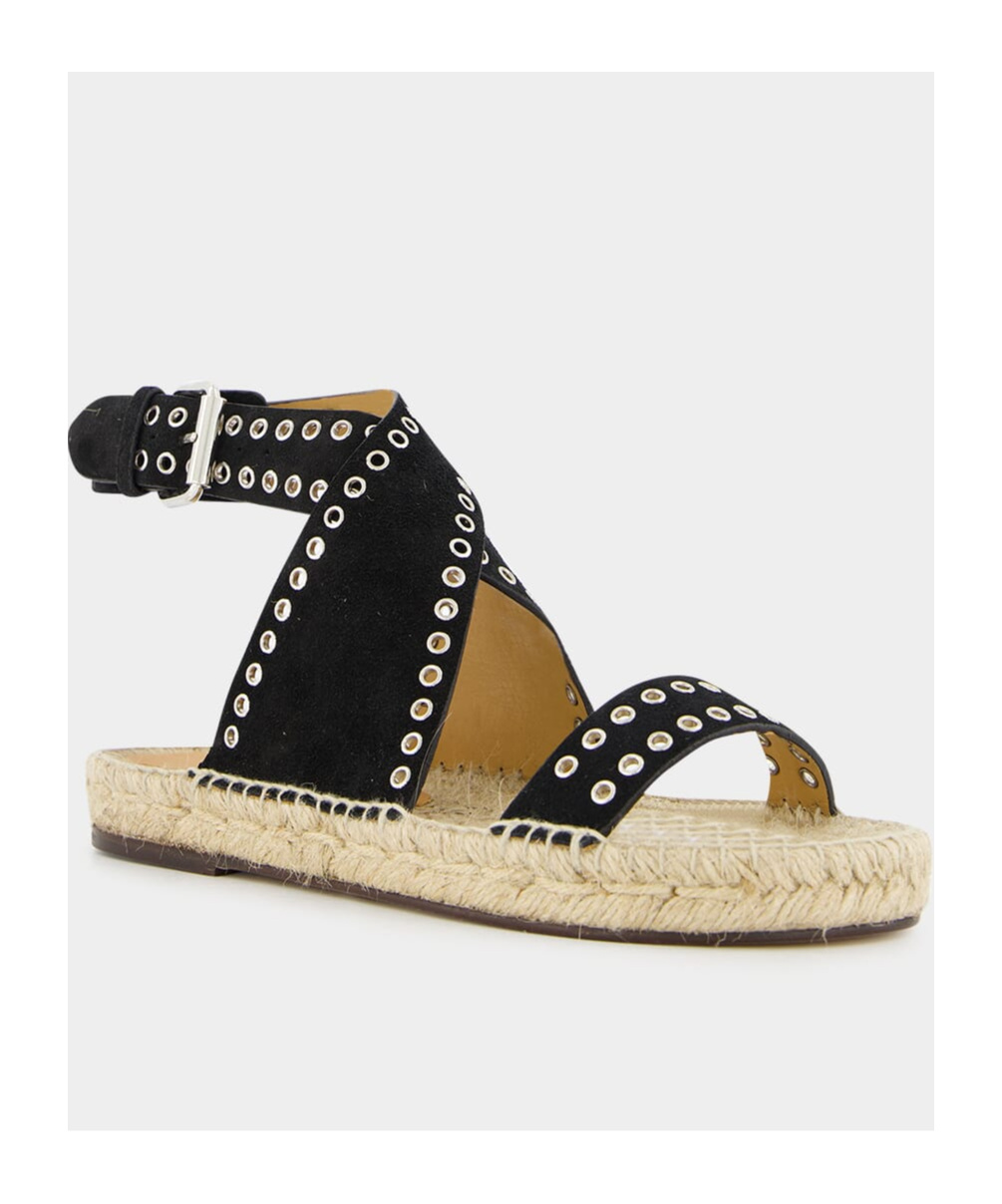 Isabel Marant Illya Eyelet-detailing Suede Espadrilles In Black