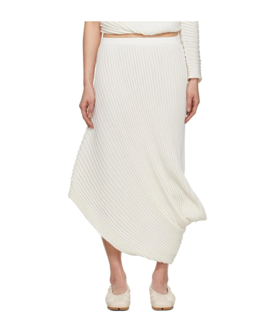 Issey Miyake Off-white Stream Midi Skirt In White