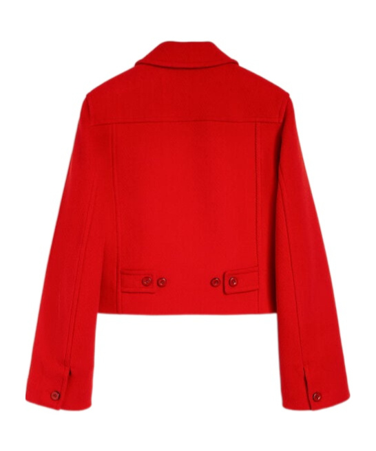Jil Sander Cropped Boxy Wool Jacket In Red